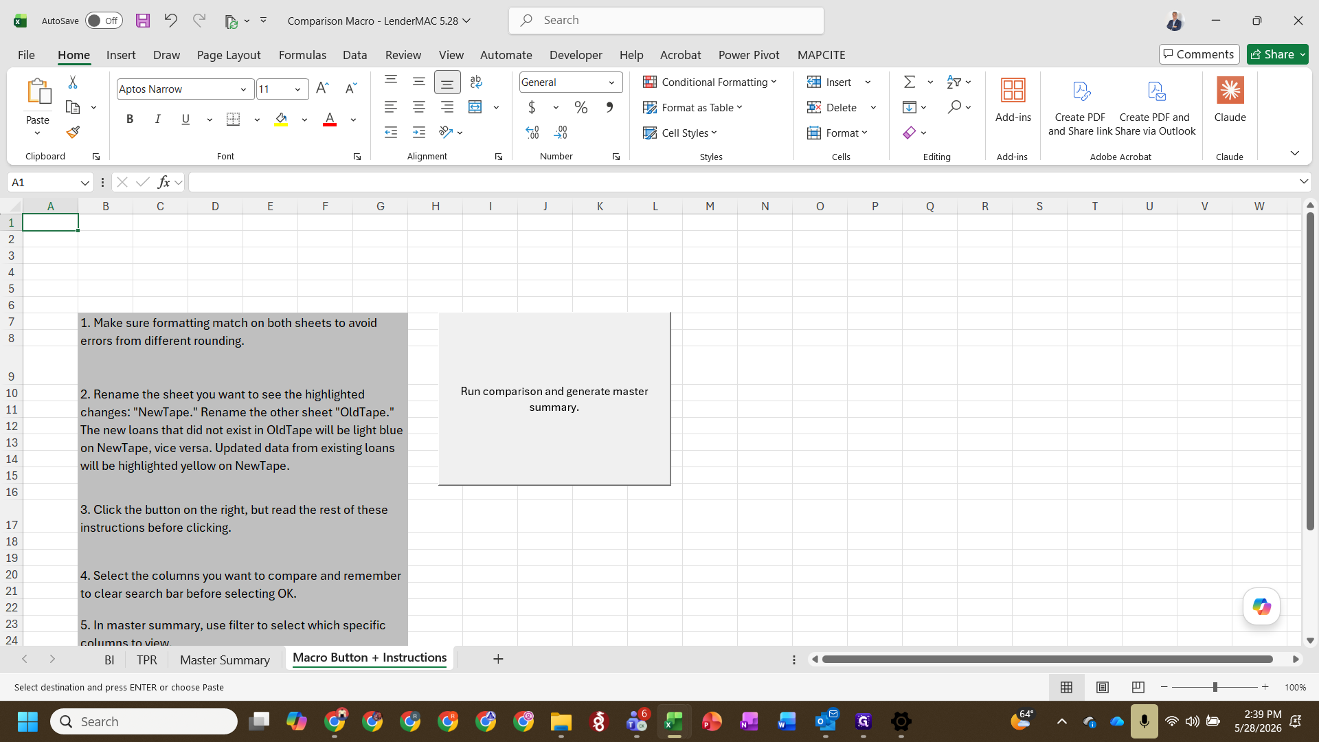 Step #15: Click the Run comparison and generate master summary button.