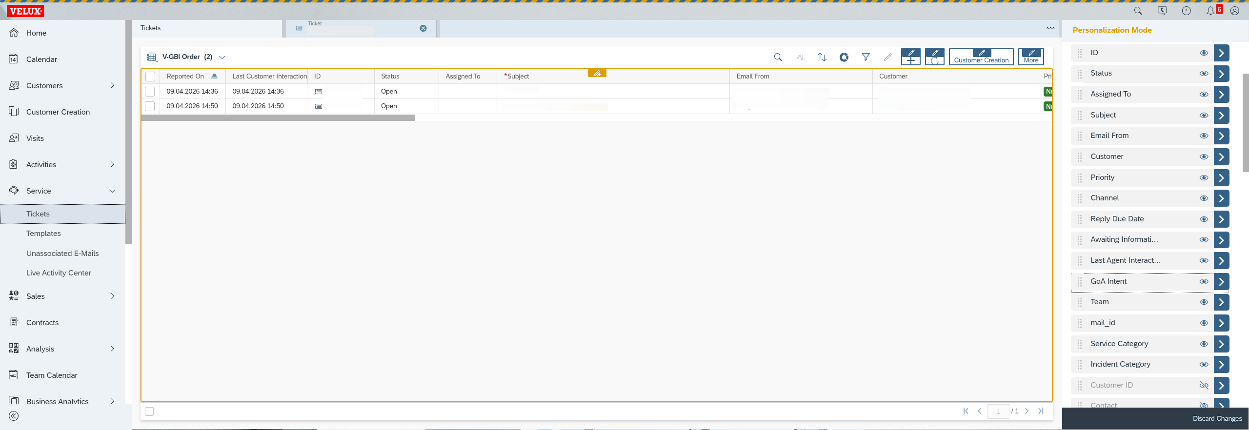 Step #3: Click the 8 dots on the left and drag this to the position you want the Intent to show in the inbox.