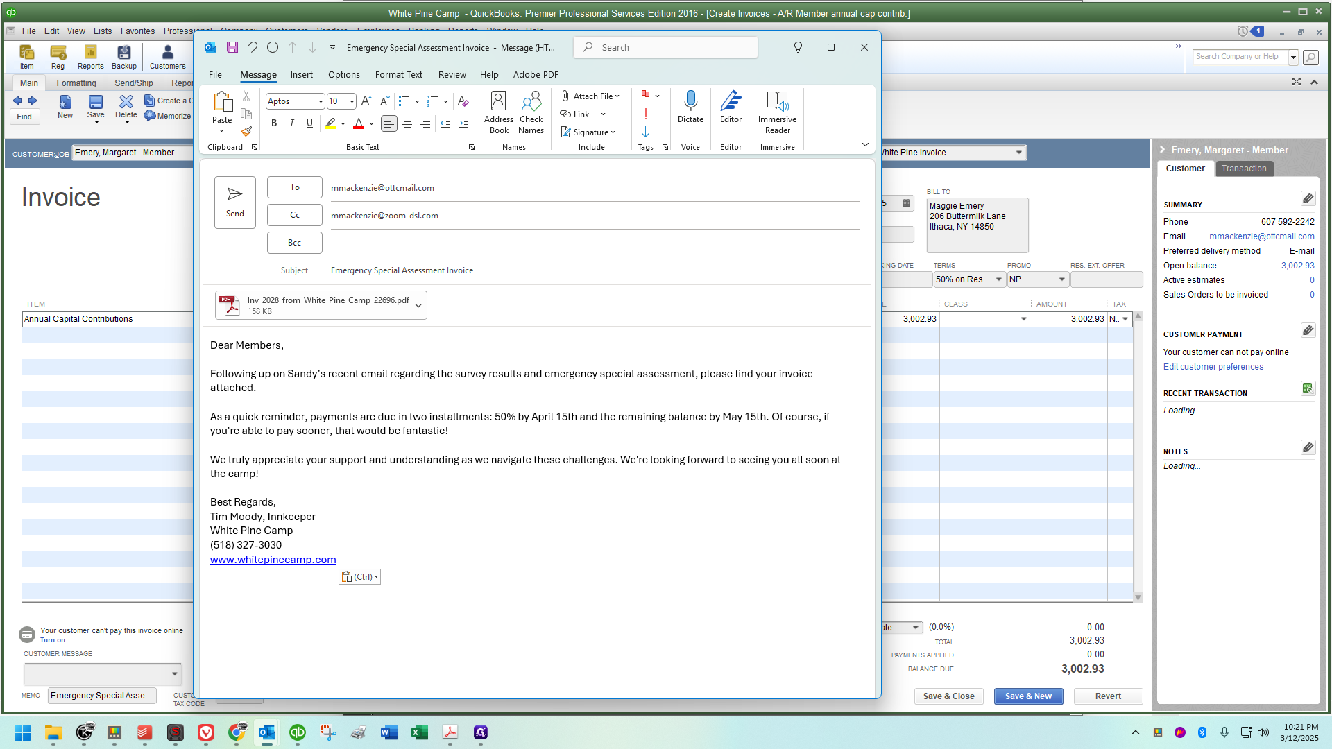 Step #33: Once more, it types out the new subject for me, then pastes my email template