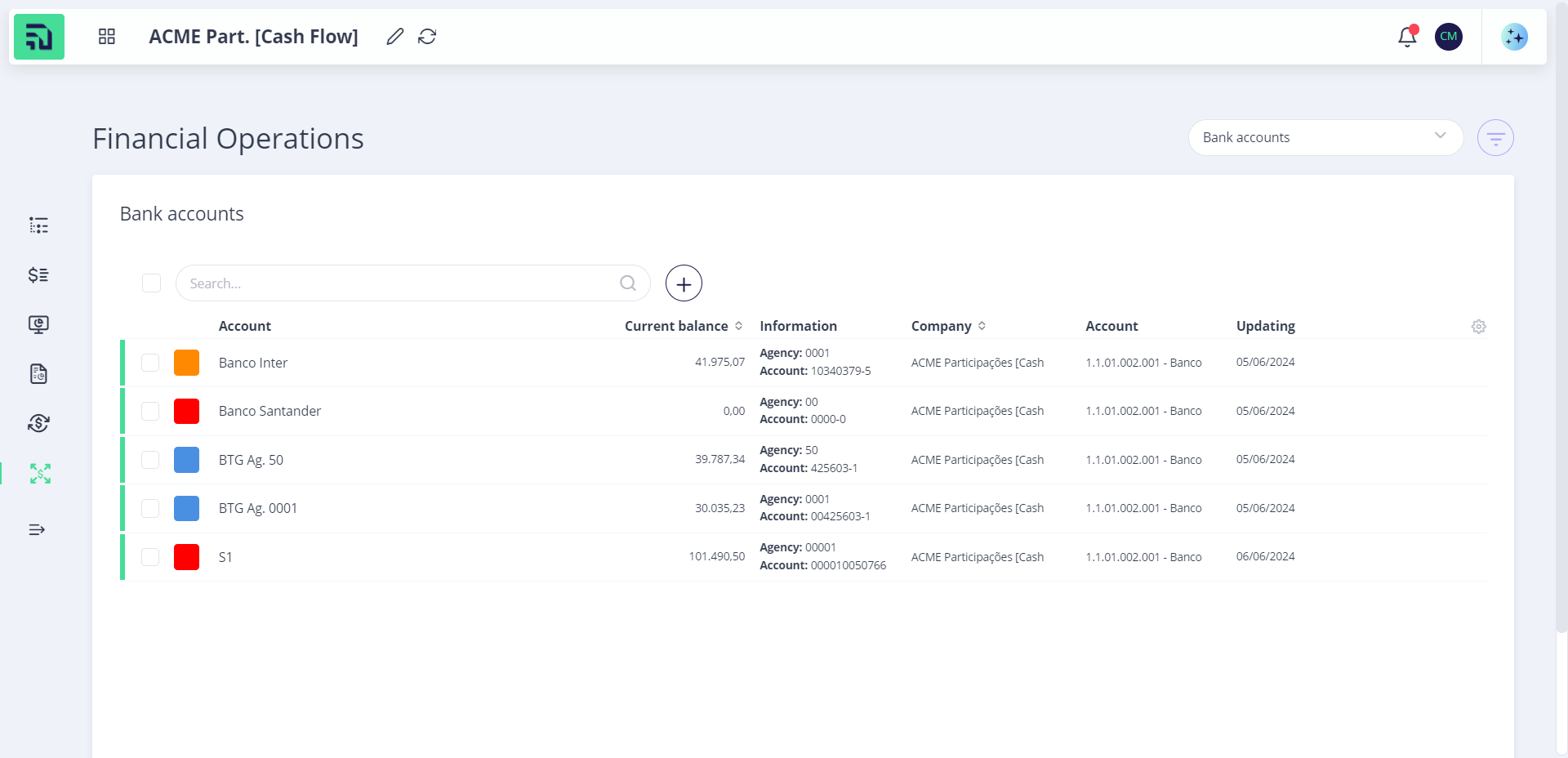 Step #3: Clique no ícone "Adicionar" para cadastrar uma nova conta