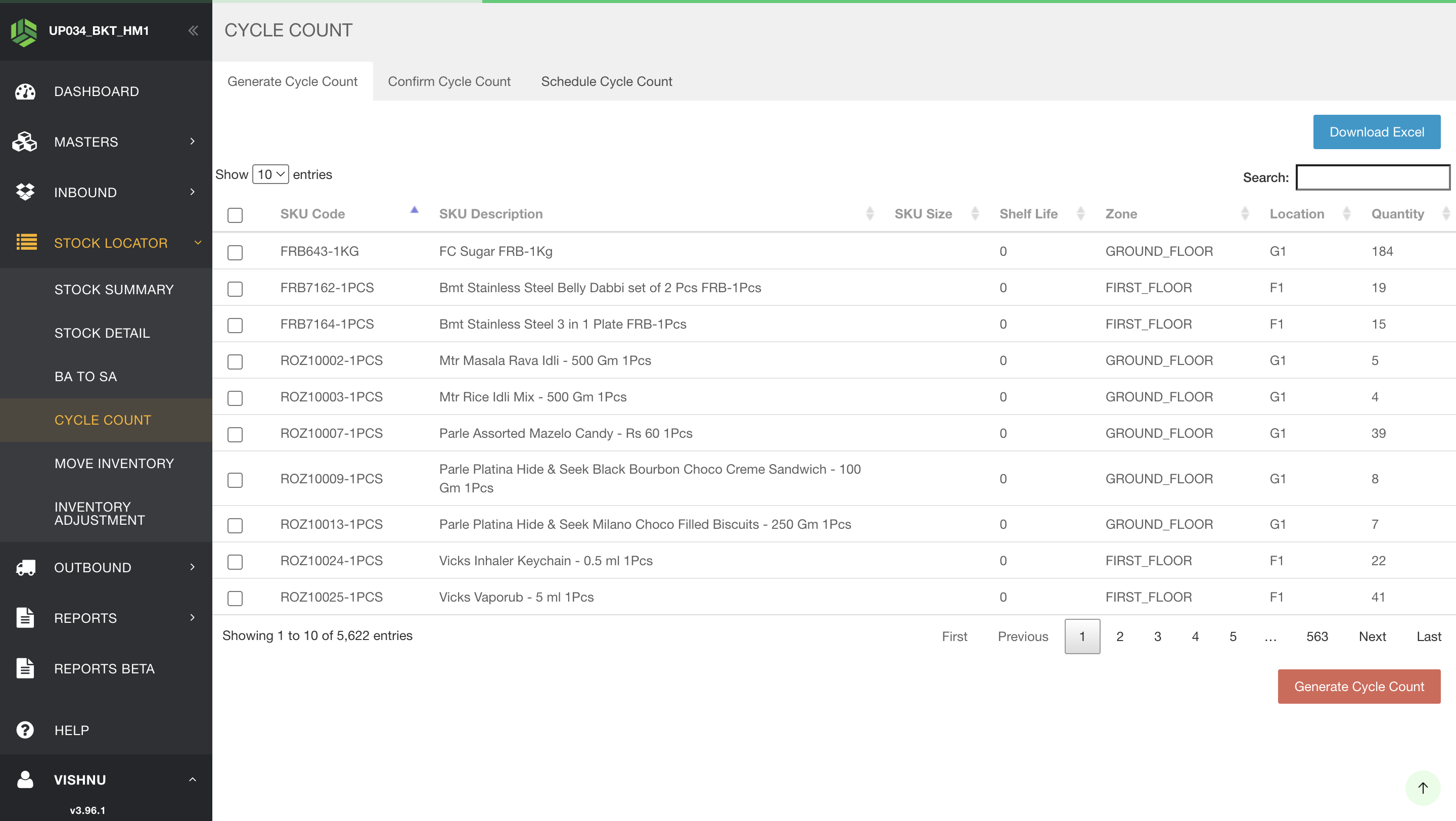 Step #3: Click on "Schedule Cycle Count"
