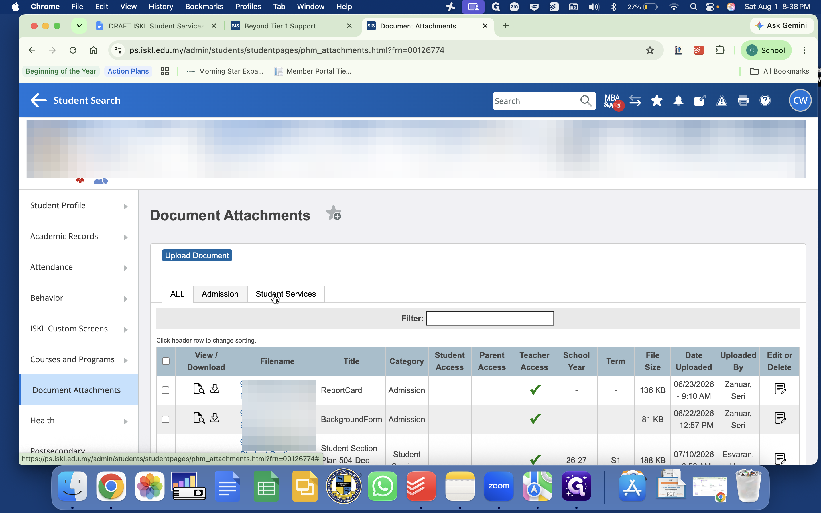 Step #11: Click the Student Services tab to review historical plans, consent forms, and evaluation reports.