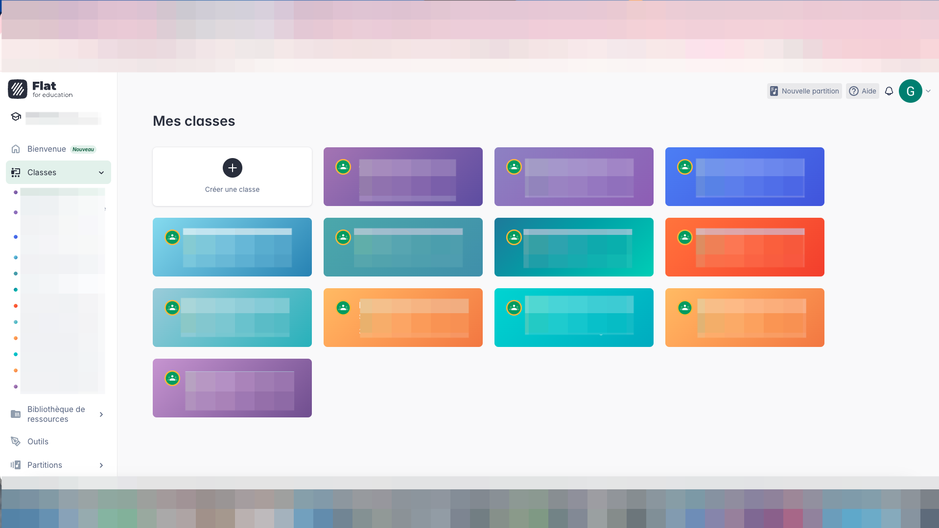 Step #2: Cliquez sur "+ créer une classe"