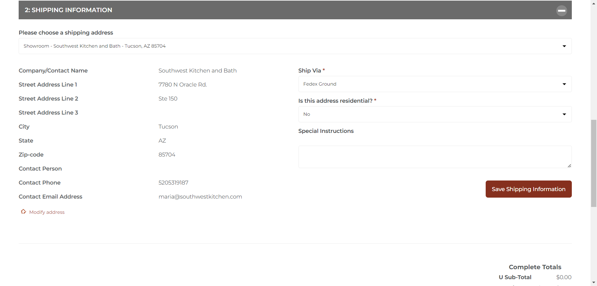 Step #14: Click "Save Shipping Information"