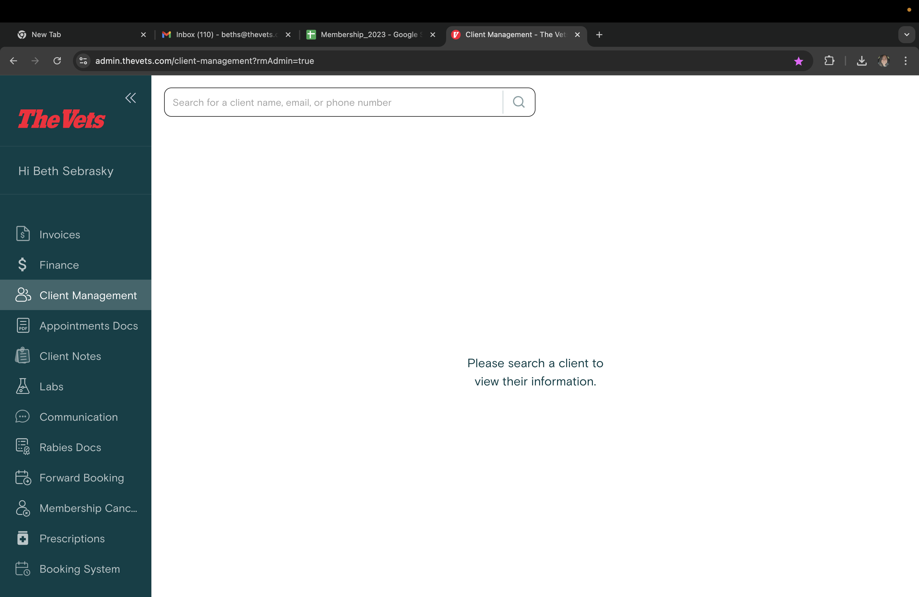 Step #2: Click on "Search for a client name"