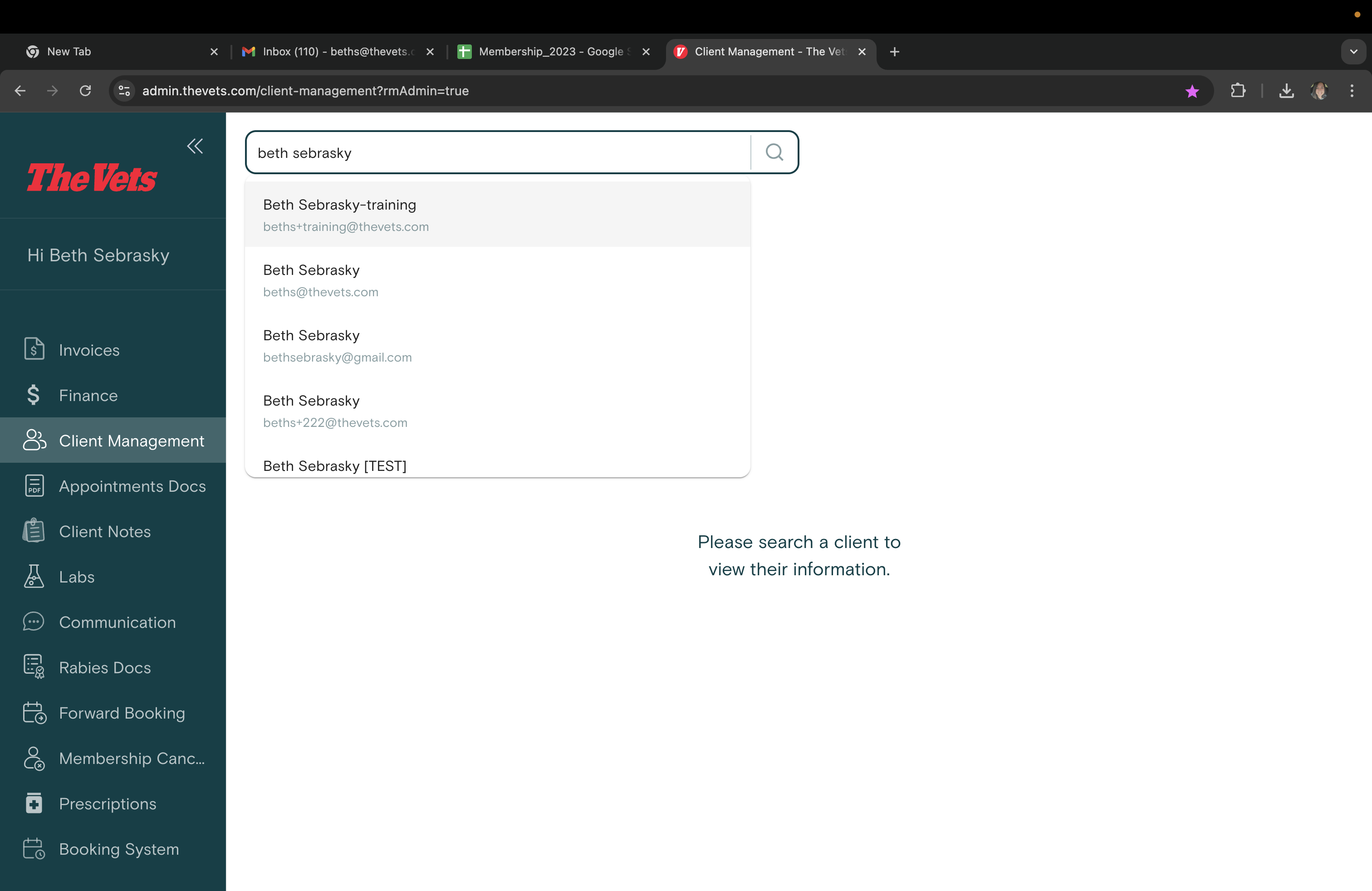 Step #3: Click on the client's name