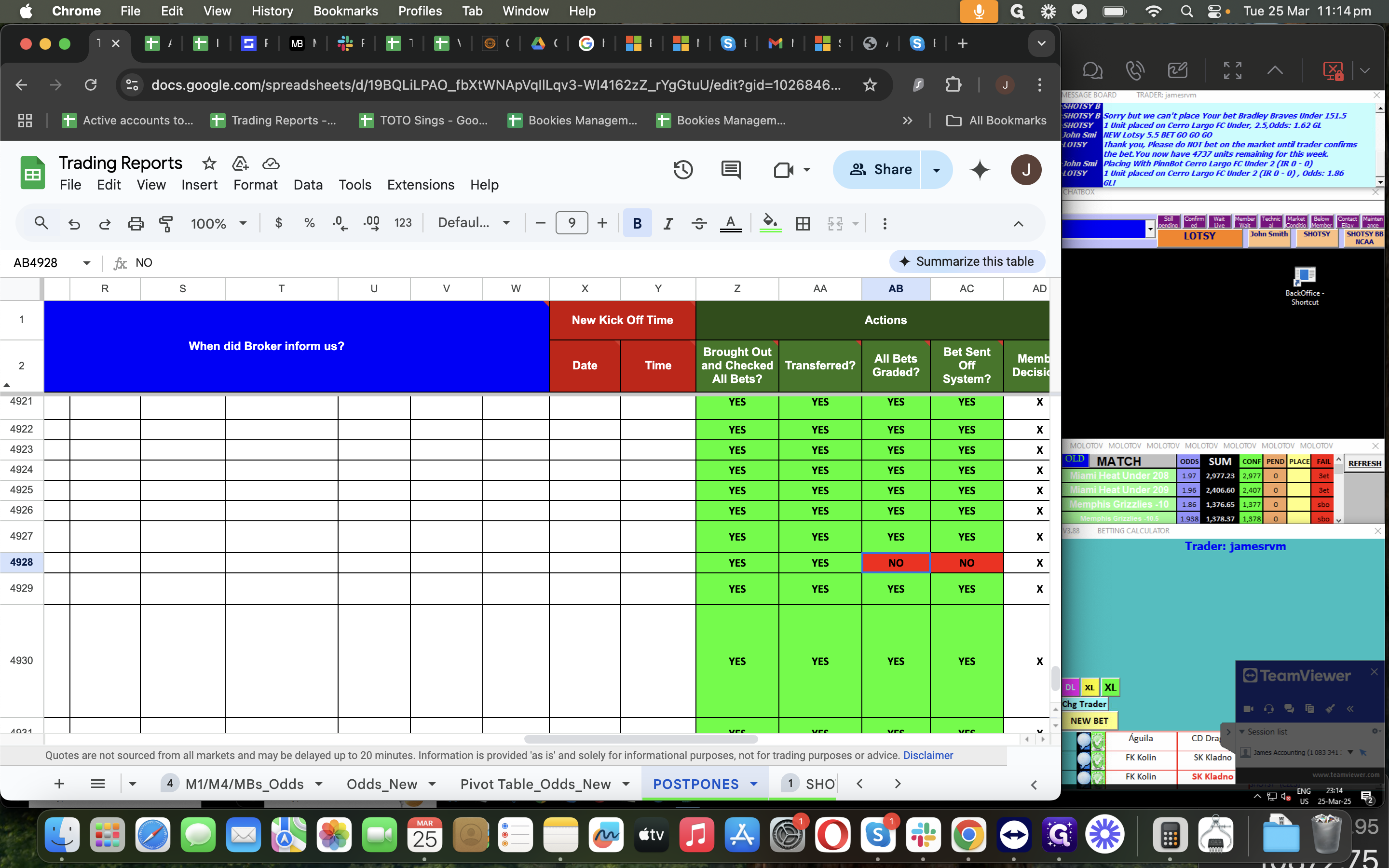 Step #46: Change No to Yes if all Bets are resulted/graded.