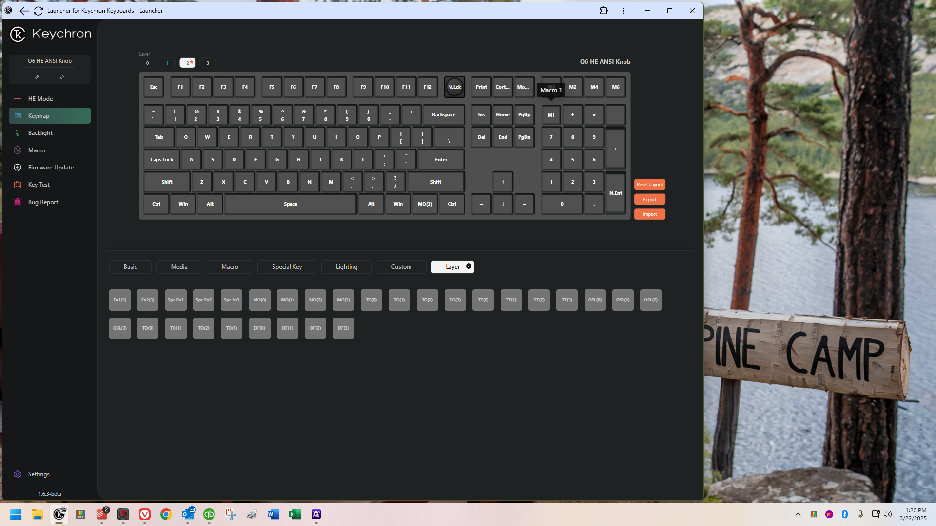 Step #41: Click on "M1" (M1 refers to a macro and I accidentally assigned this key to that macro. We're about to fix that by changing it back into the modifier that I had it as before)