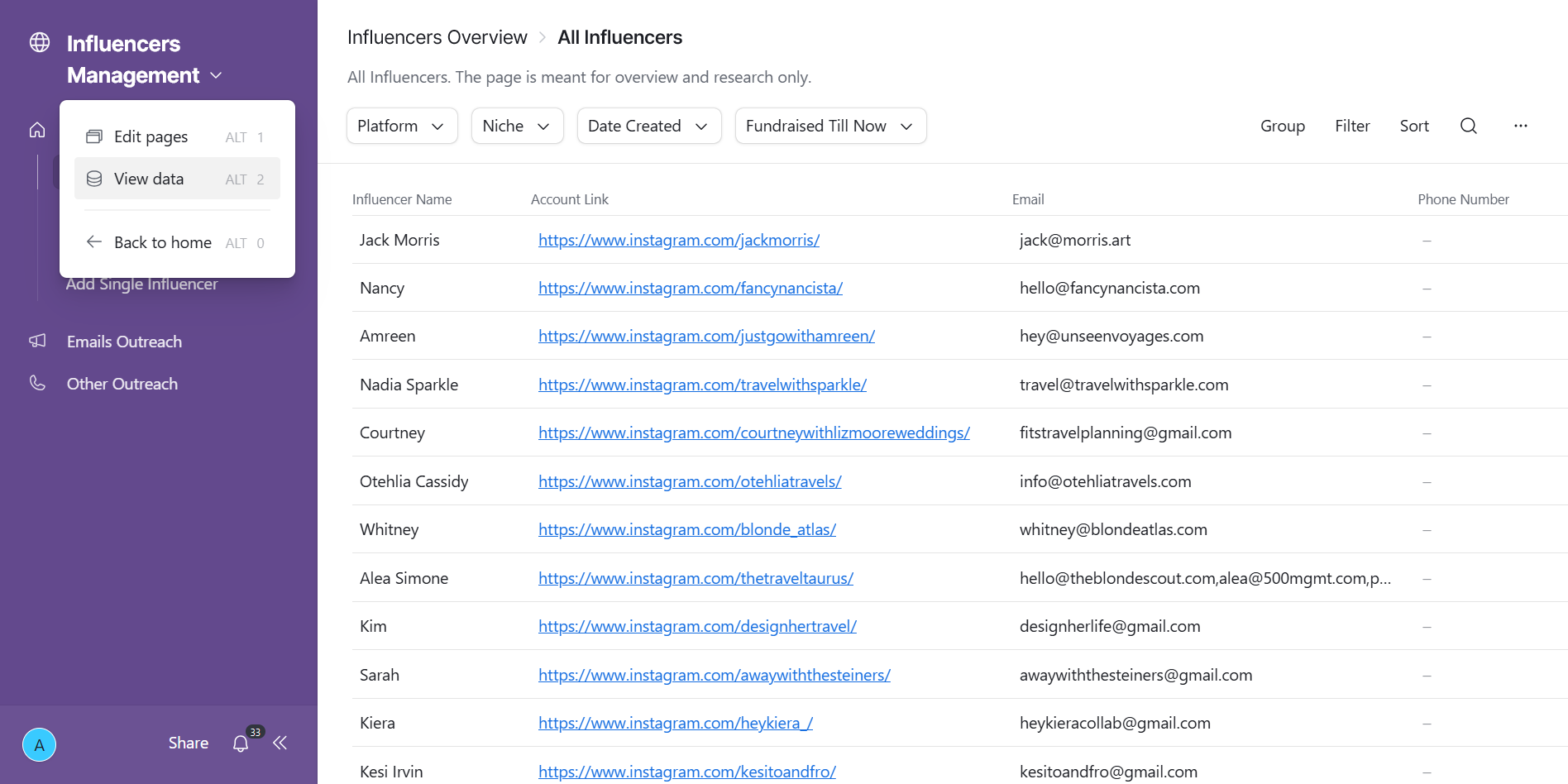 Step #13: We will go to the data page, where we can edit our data.