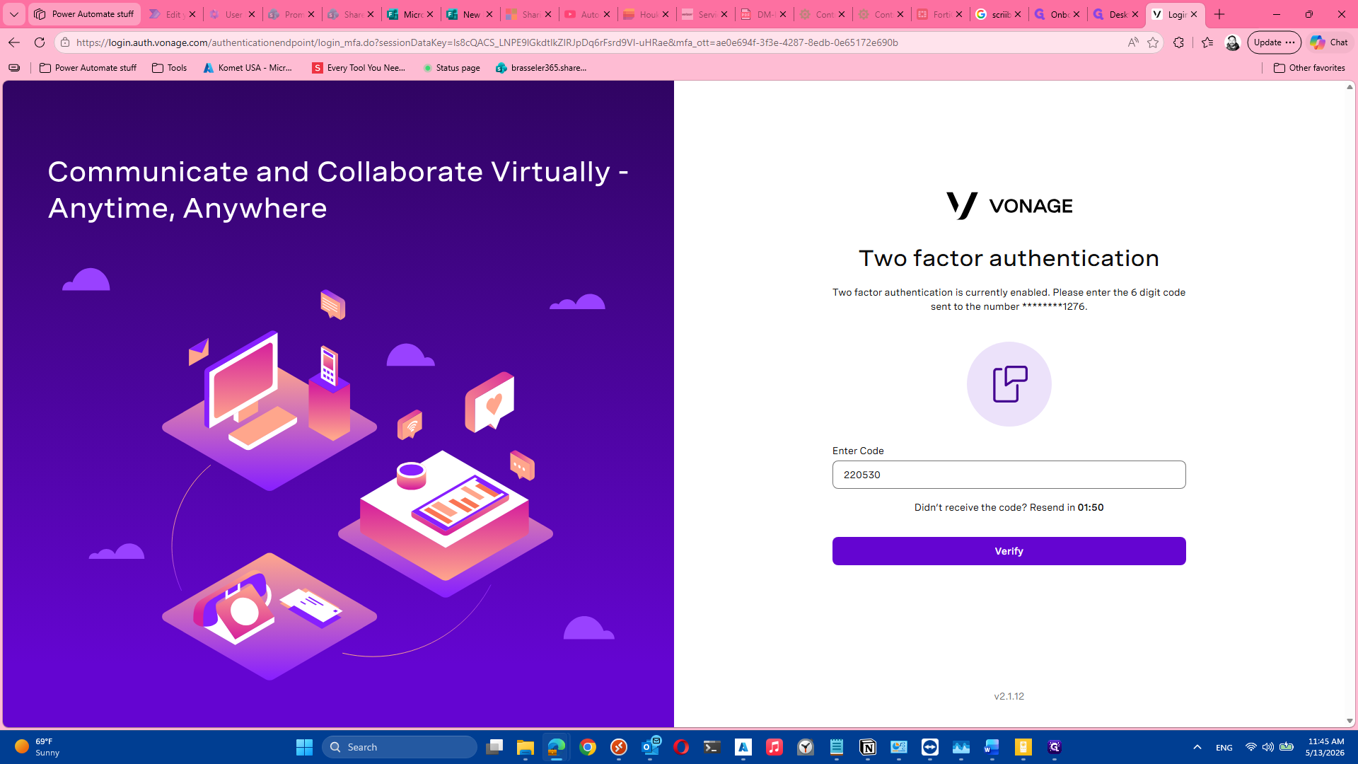 Step #3: Enter your 6-digit verification code and click Verify.