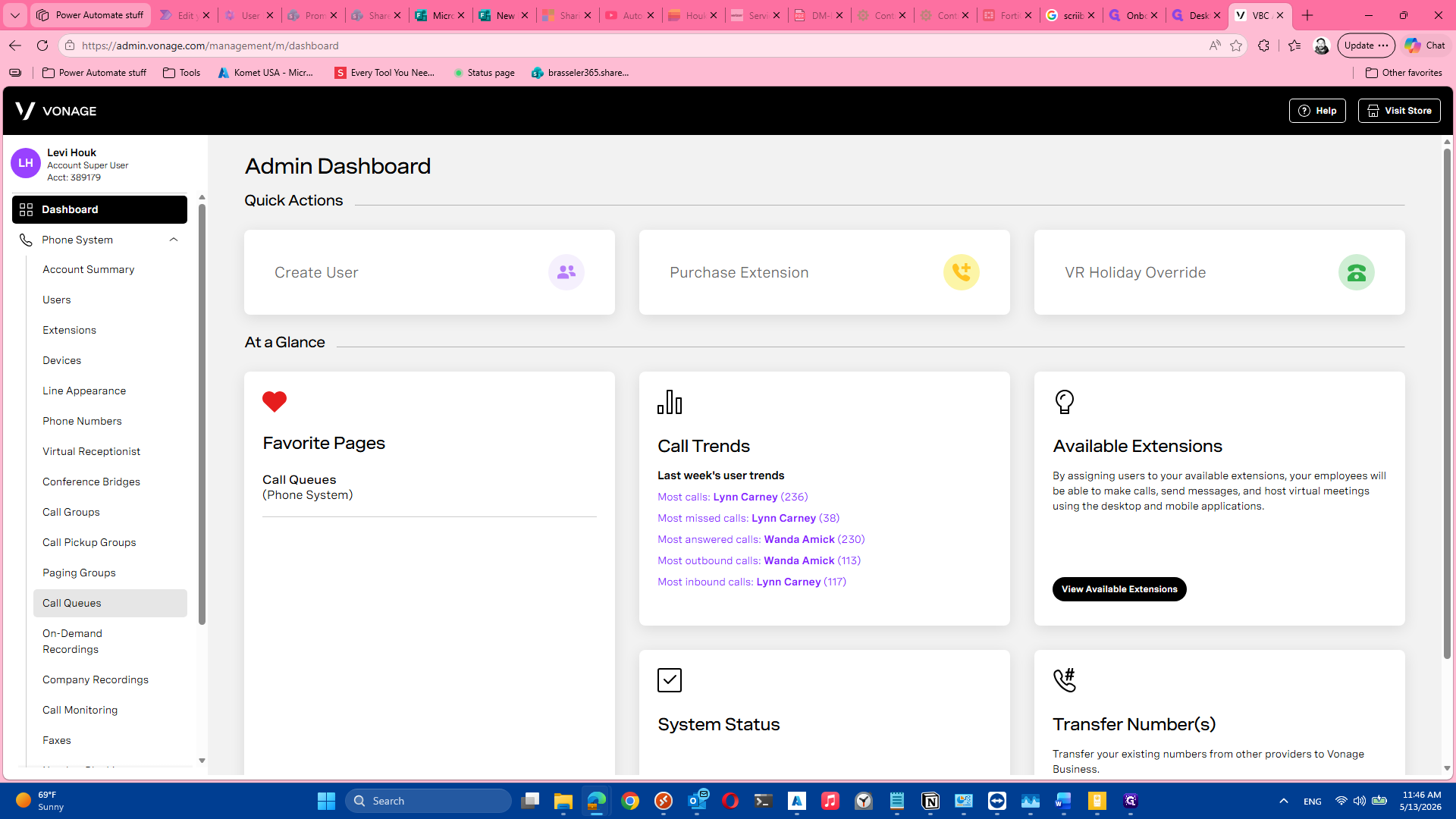 Step #5: Select Call Queues from the expanded menu.