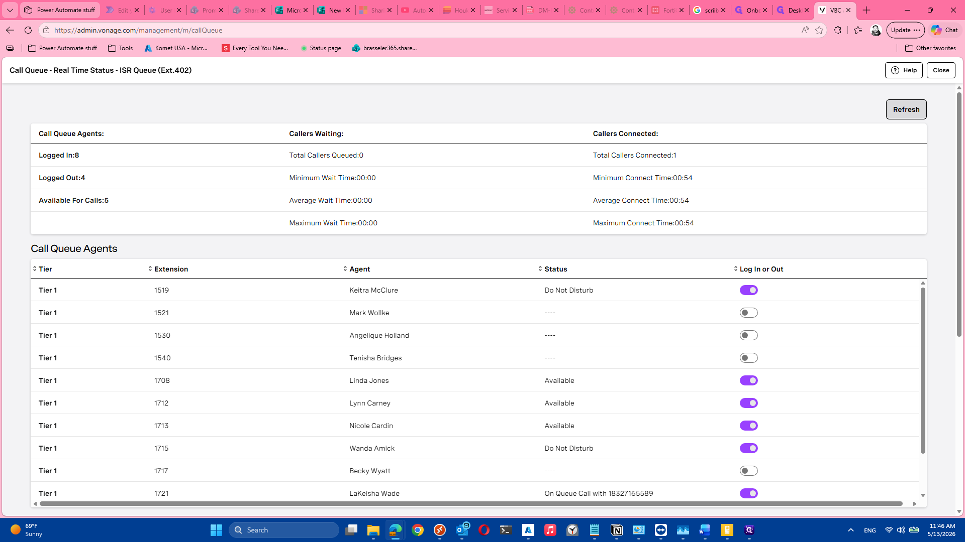 Step #7: Click Refresh to update the page with the latest real-time call statistics.