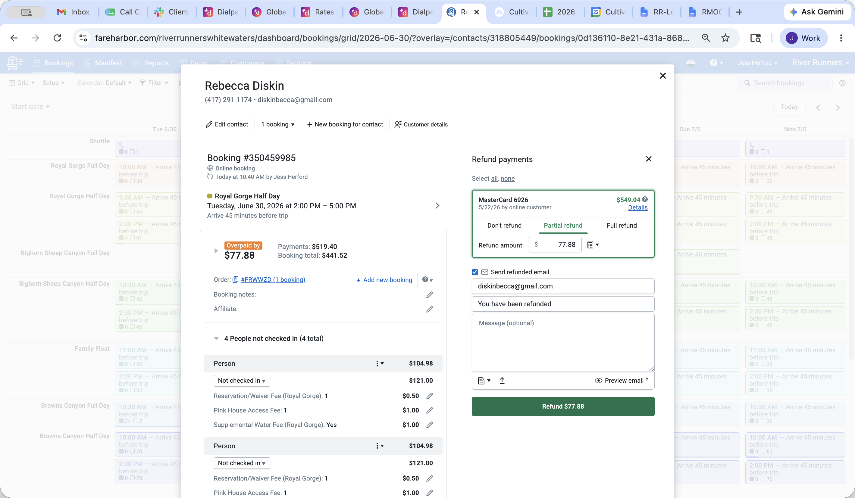 Step #7: Verify the amount of the overpayment and click the Refund button to return the funds to the customer's original payment method.