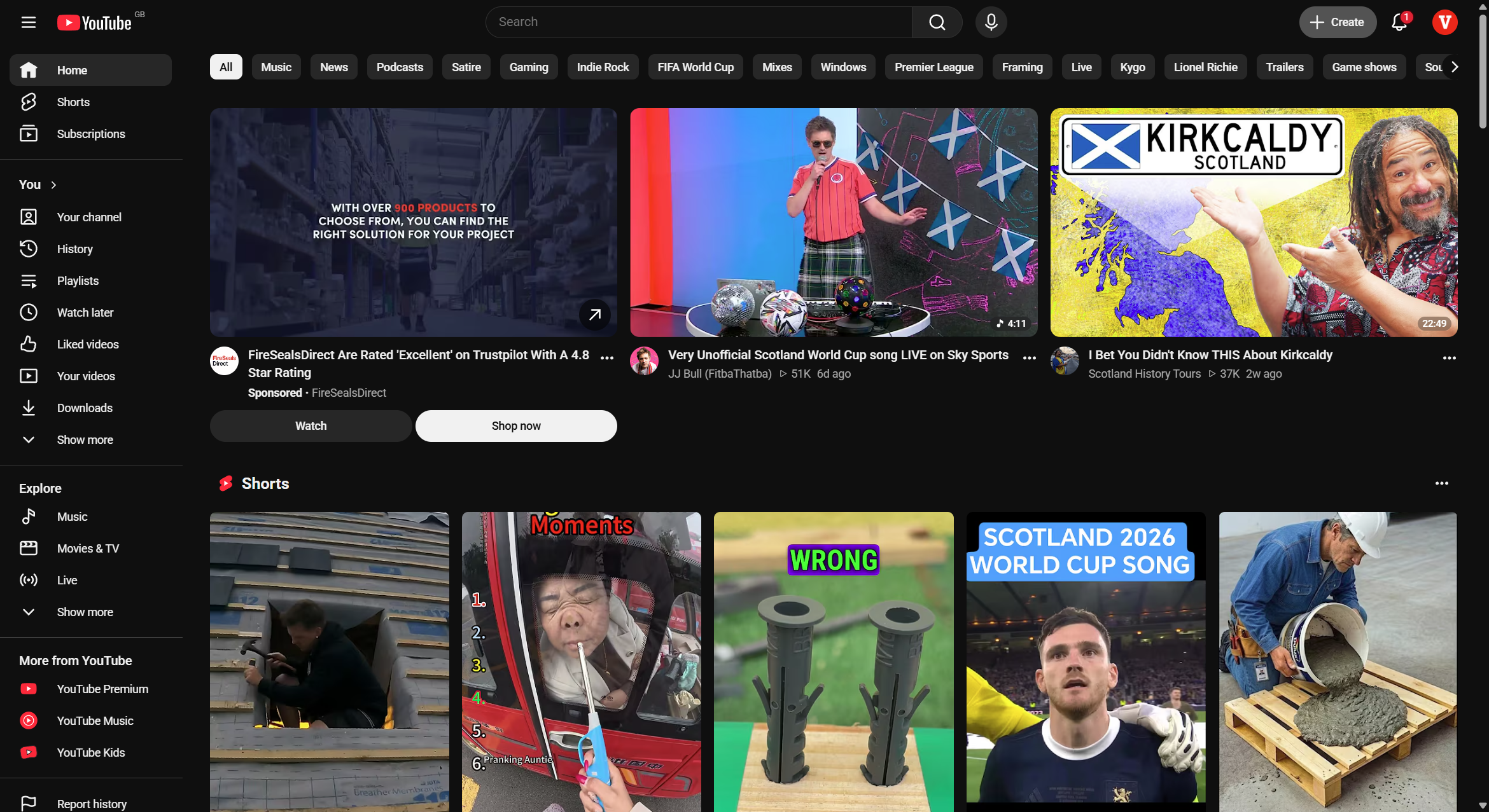 Step #1: Click the Create button (camera icon) in the top right corner of the YouTube homepage.