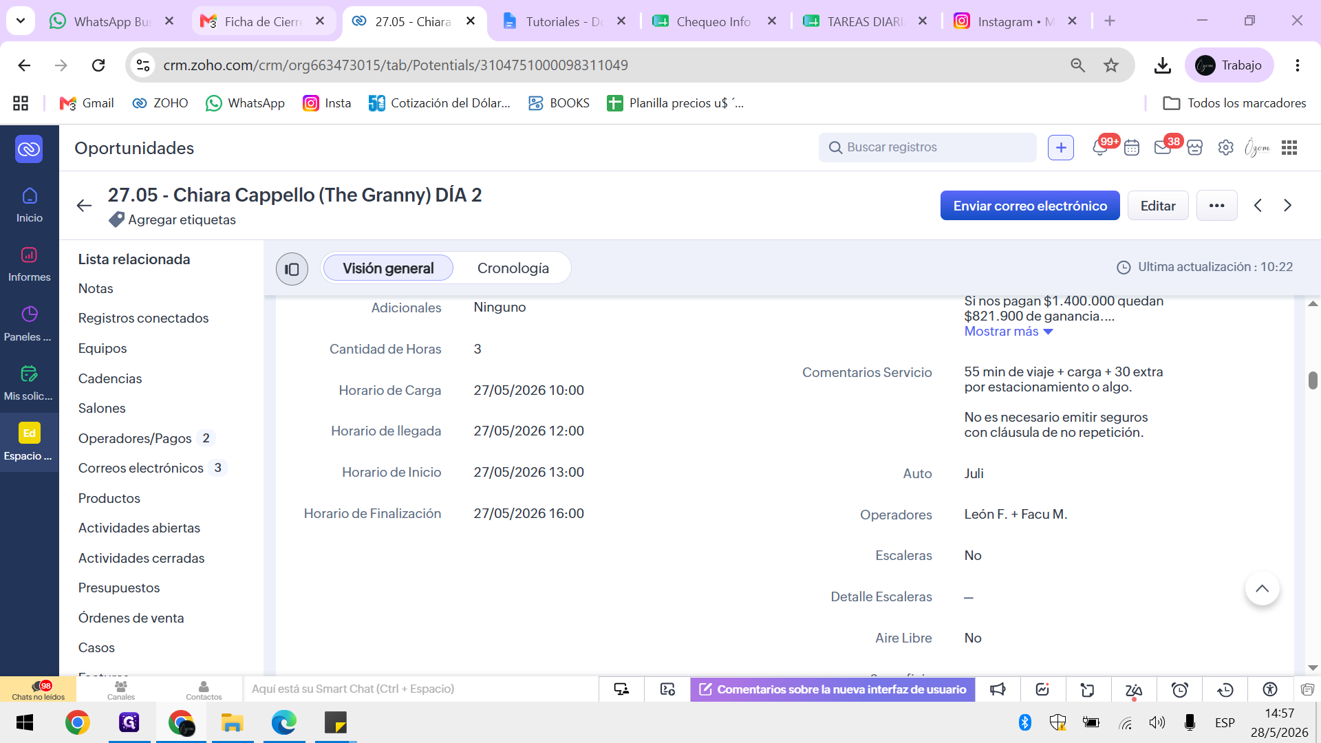Step #1: Abre la oportunidad correspondiente en Zoho CRM.