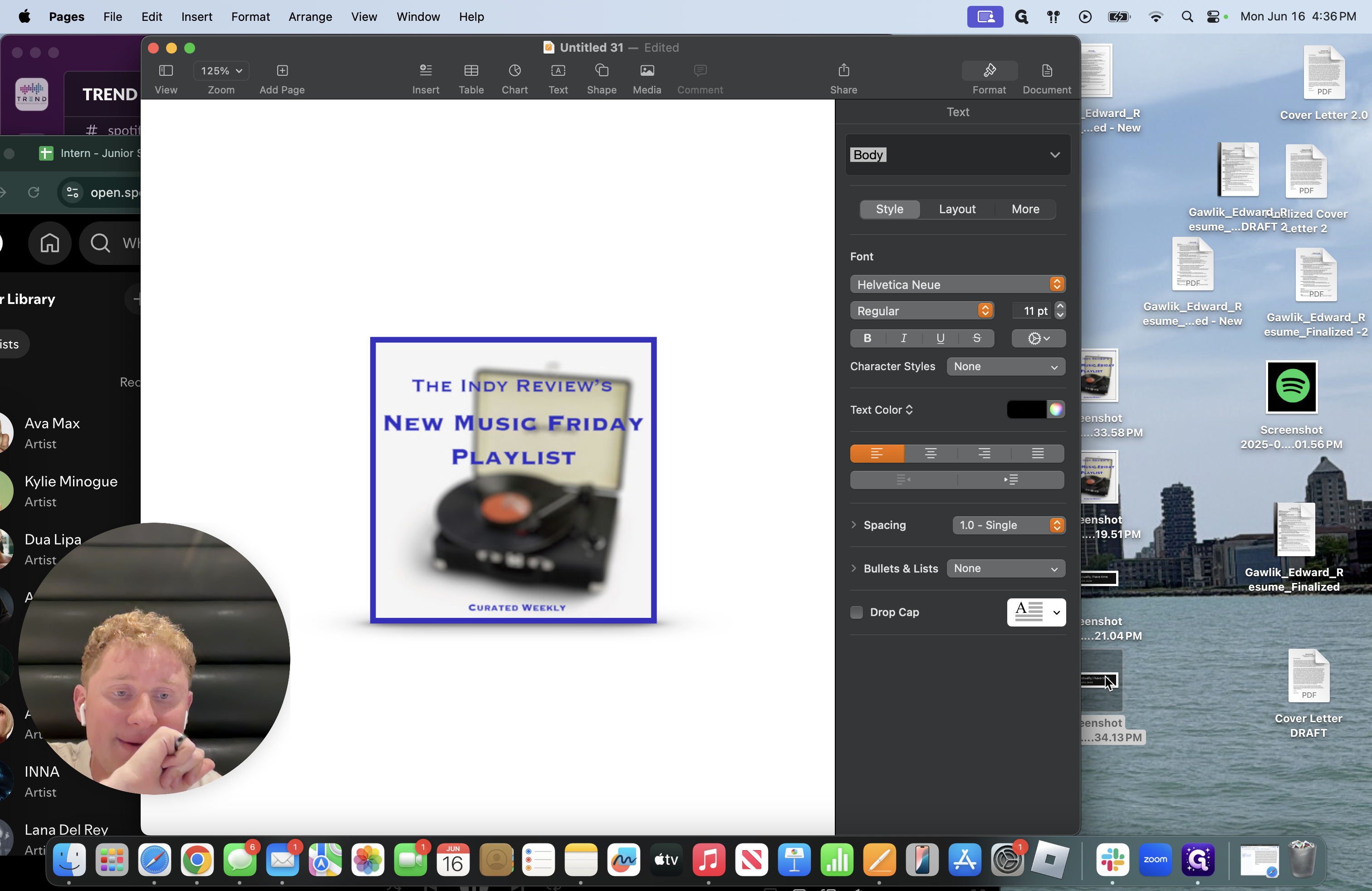 Step #6: Next, start dragging over your other screenshotted items such as the song title, playlist title, profile photo of curator if need be, and the Spotify logo or Apple Music logo. Then, start messing around with your screenshots by adding shadows, centering them, or giving them borders to make the clipping look clean and nice.