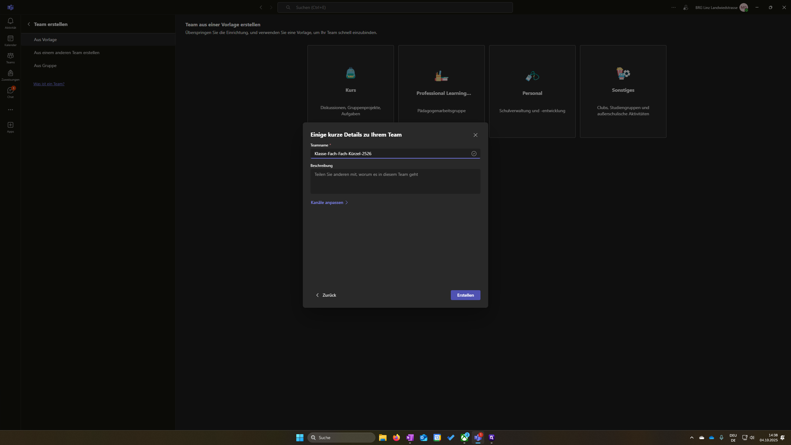 Step #7: Das ist die Namenskonvention - Damit ich mein Team leicht wieder finde.