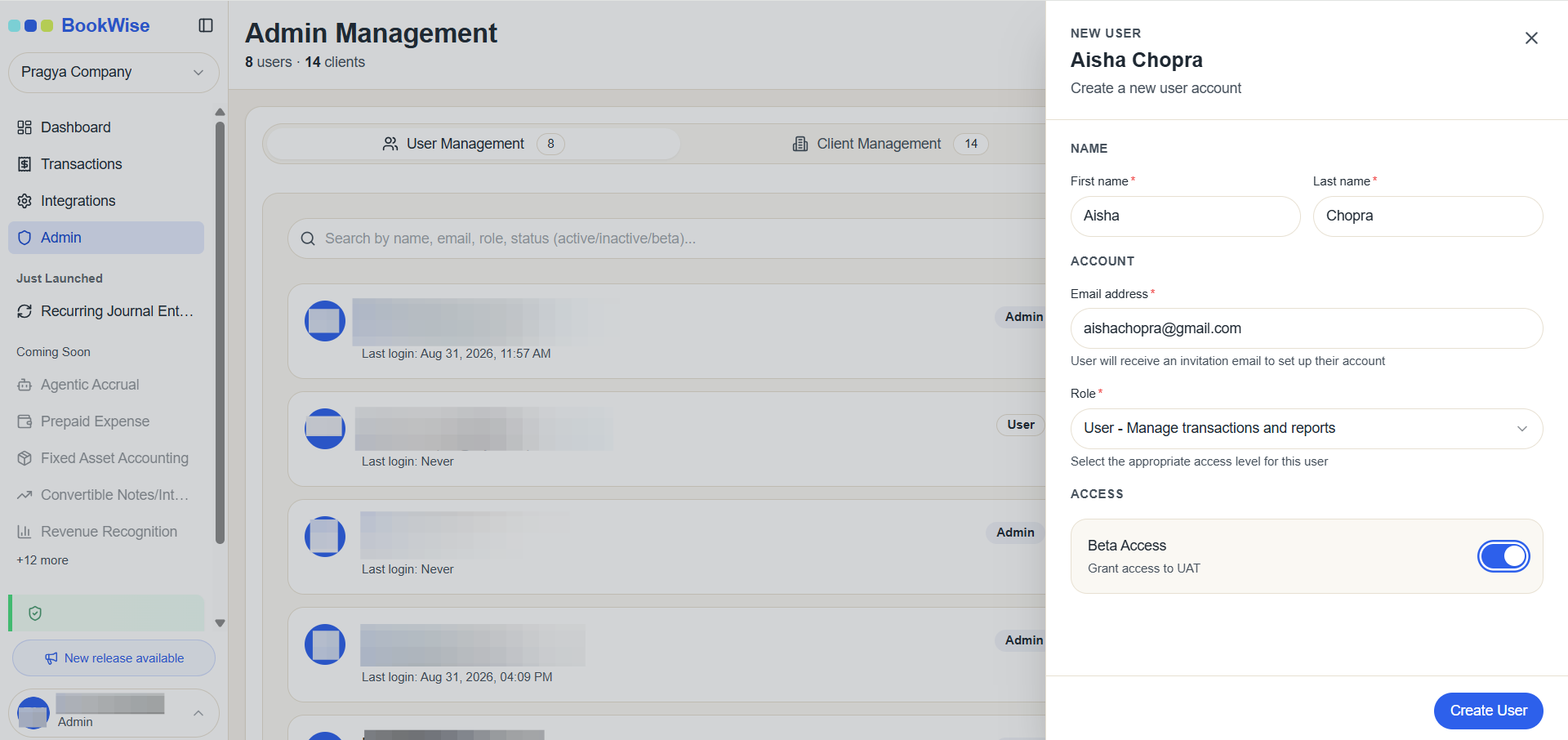 Step #6: Turn on this toggle to provide beta access to the user.