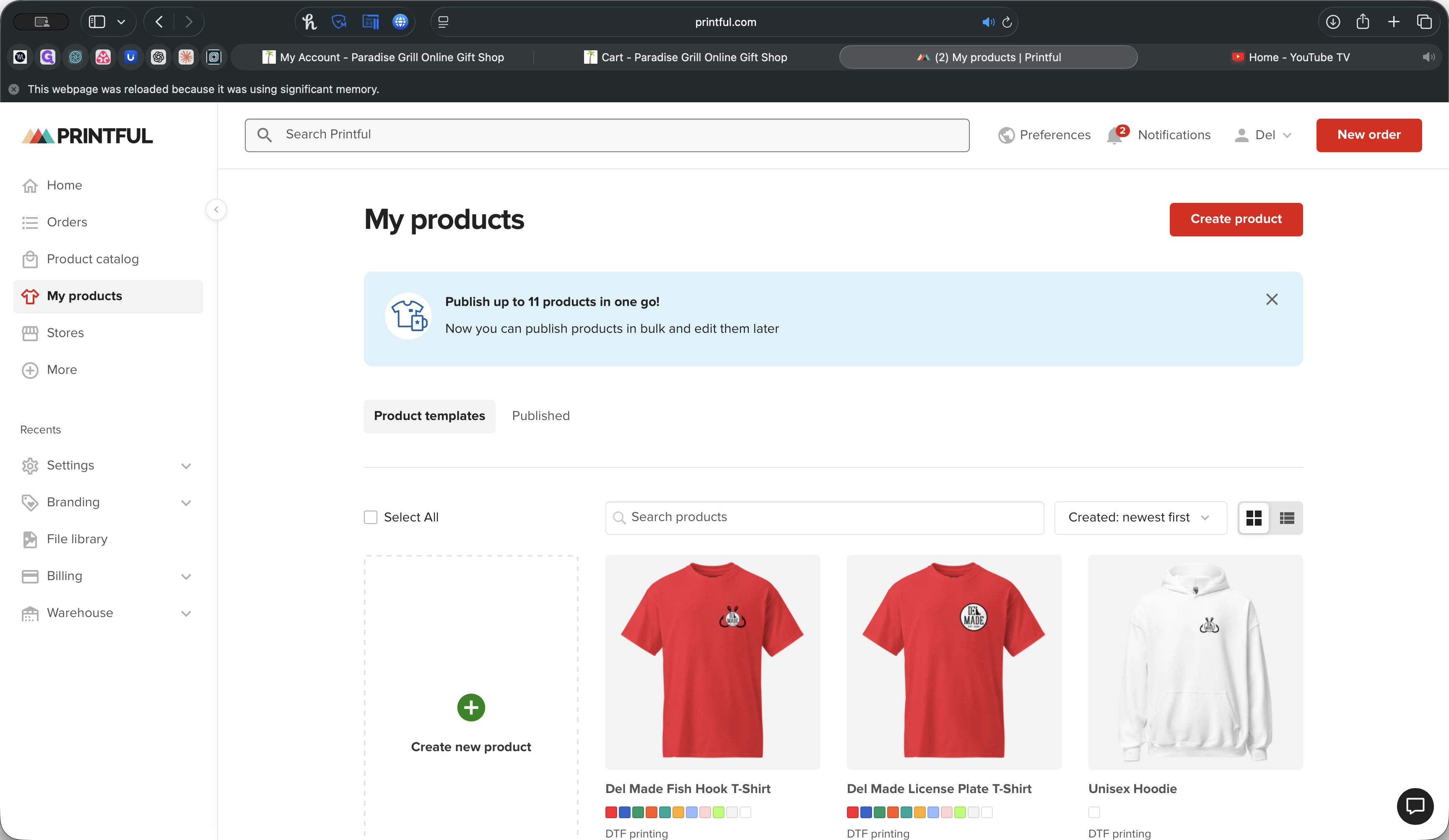Step #1: Click on "My products"
