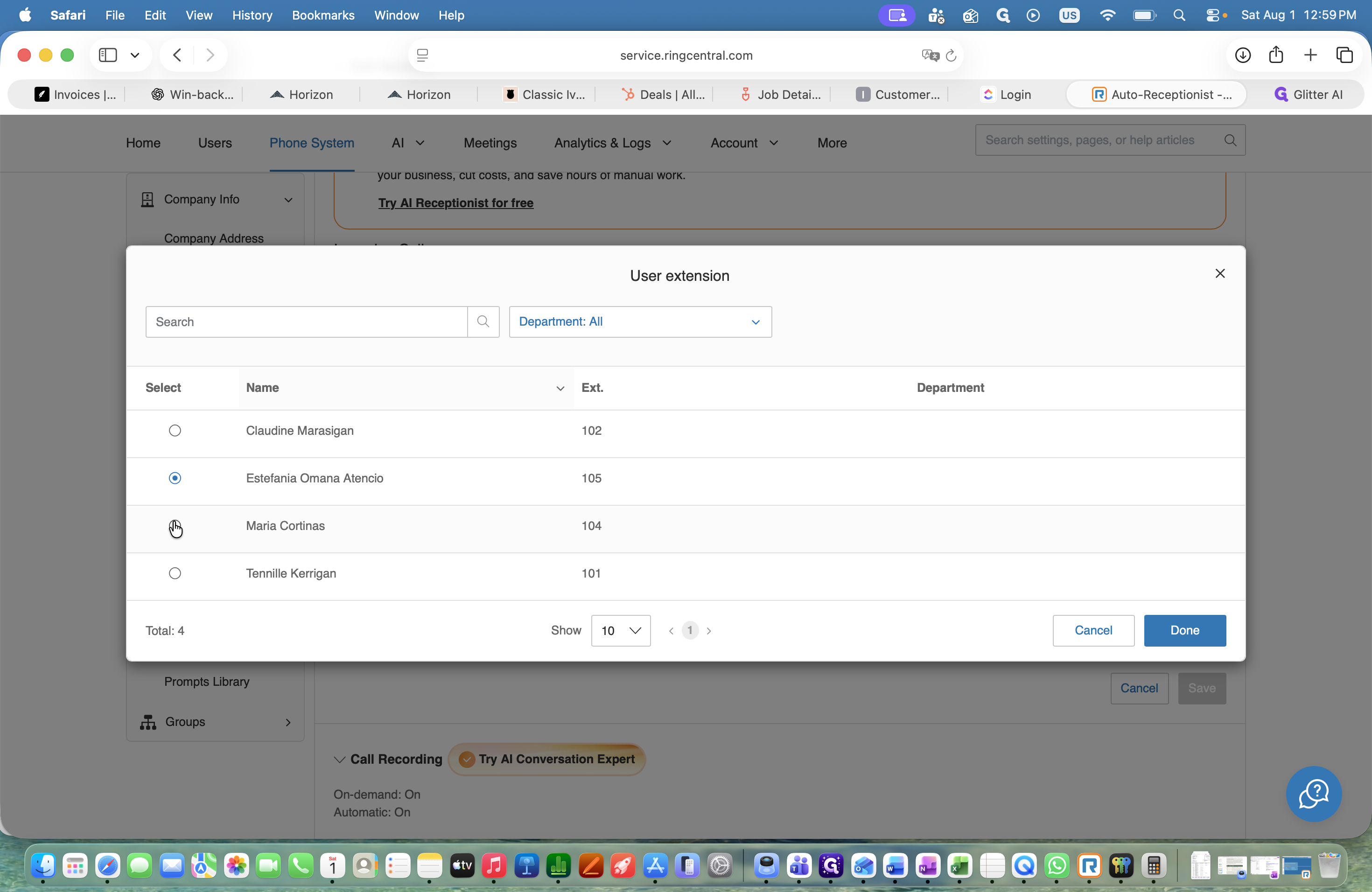 Step #21: Select the user who will be receiving all routed calls for the coverage period.