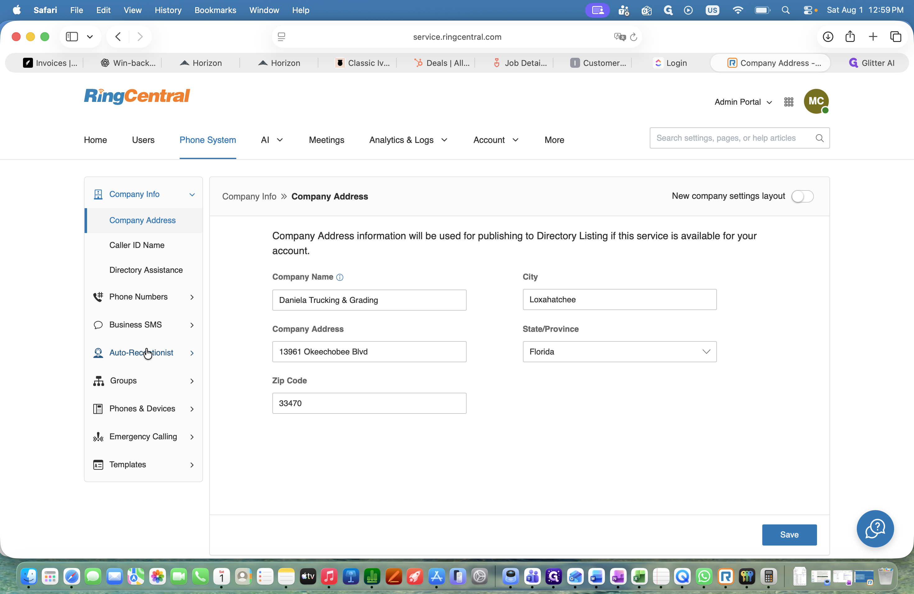 Step #17: Click Auto-Receptionist in the left-hand menu.