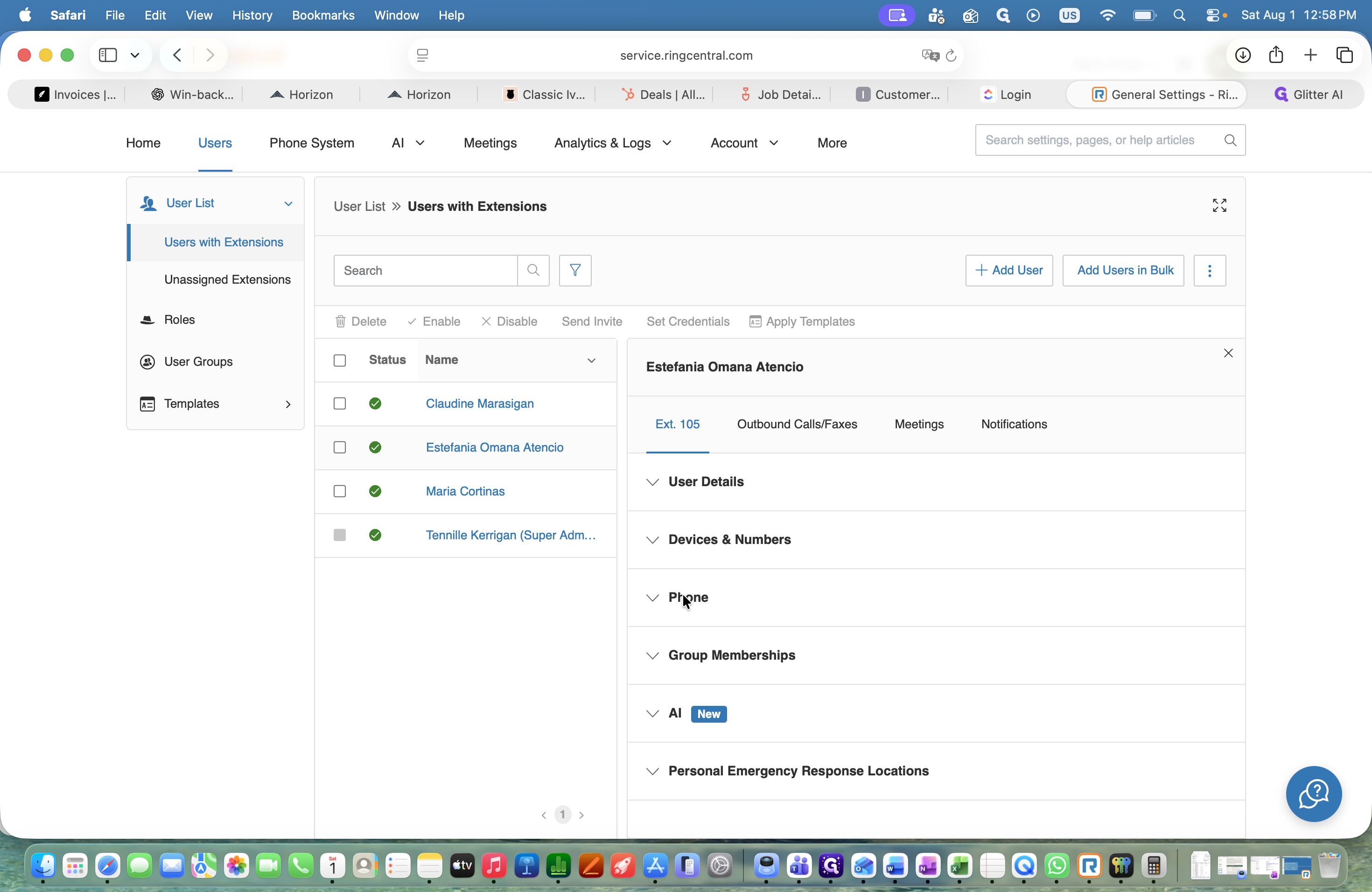 Step #5: Expand the Phone section in the user's detailed configuration panel.