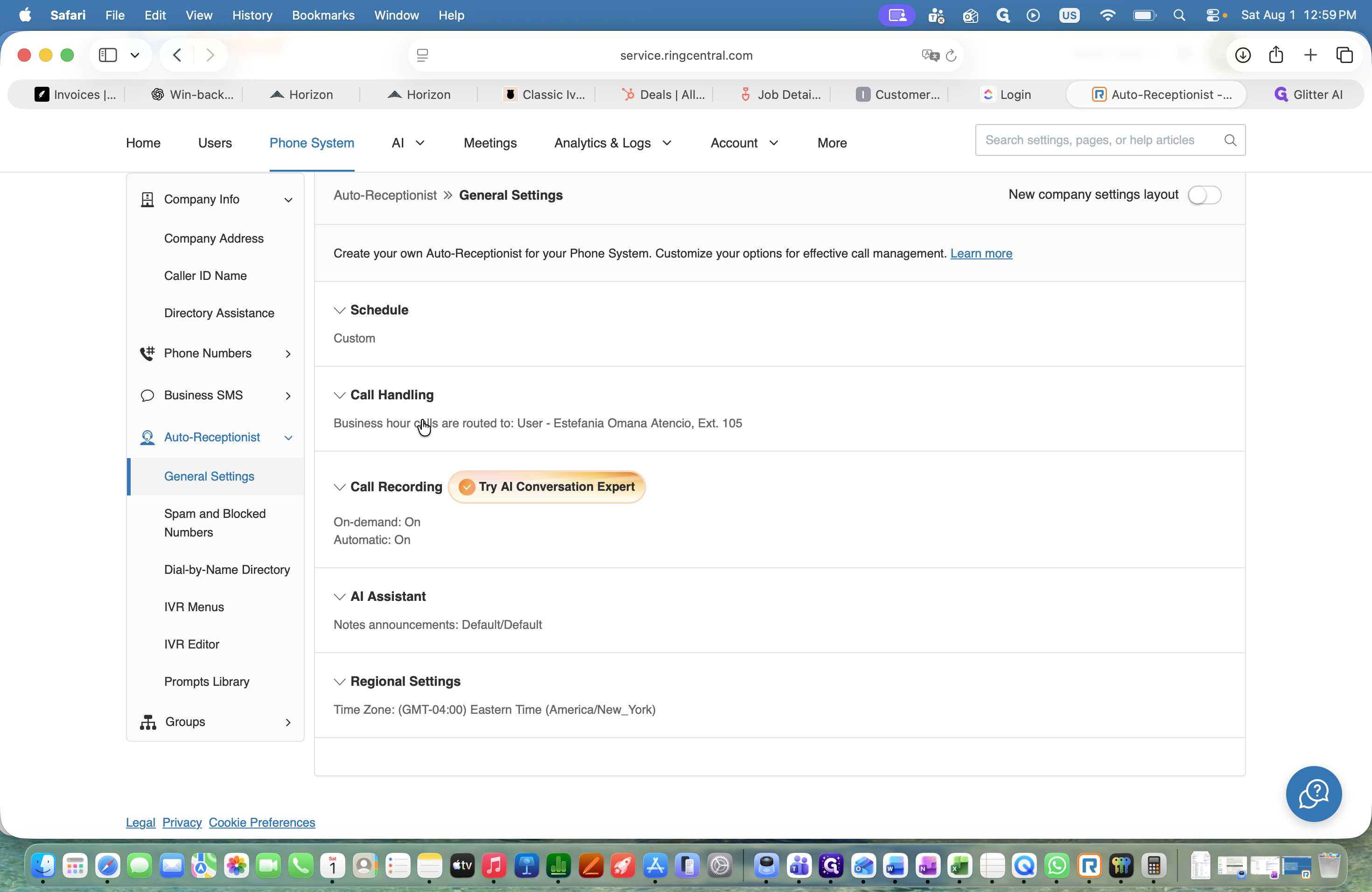 Step #19: Select the Call Handling section.