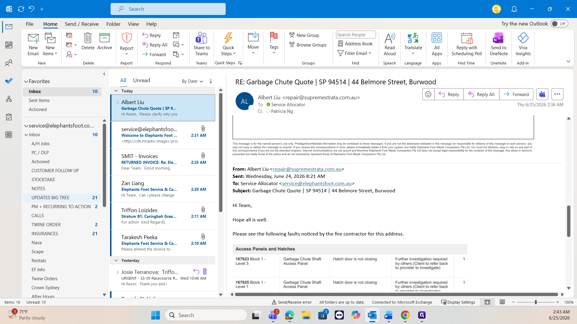 Step #6: Click on the PM + RECURRING TO ACTION folder to batch-process preventative maintenance tasks later in the day.
