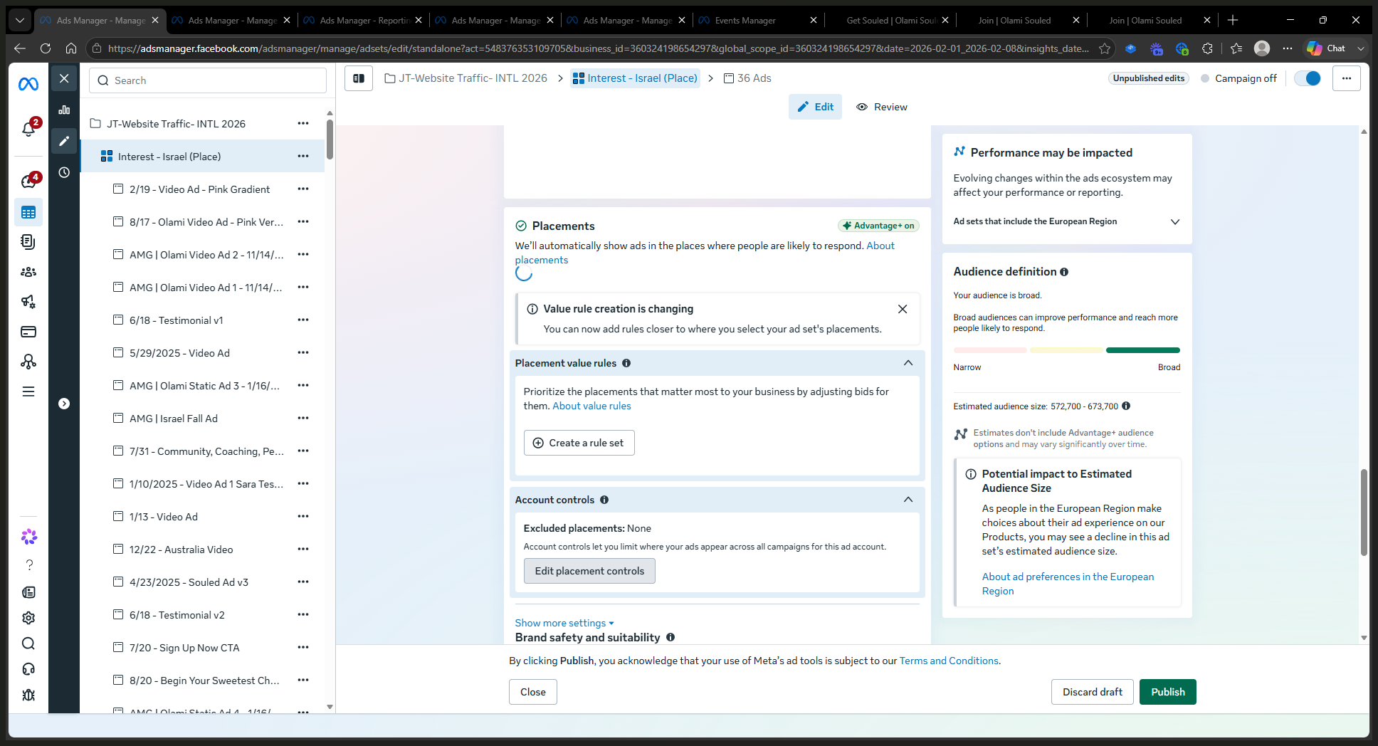 Step #5: Click Edit placement controls to adjust where your ads can appear.