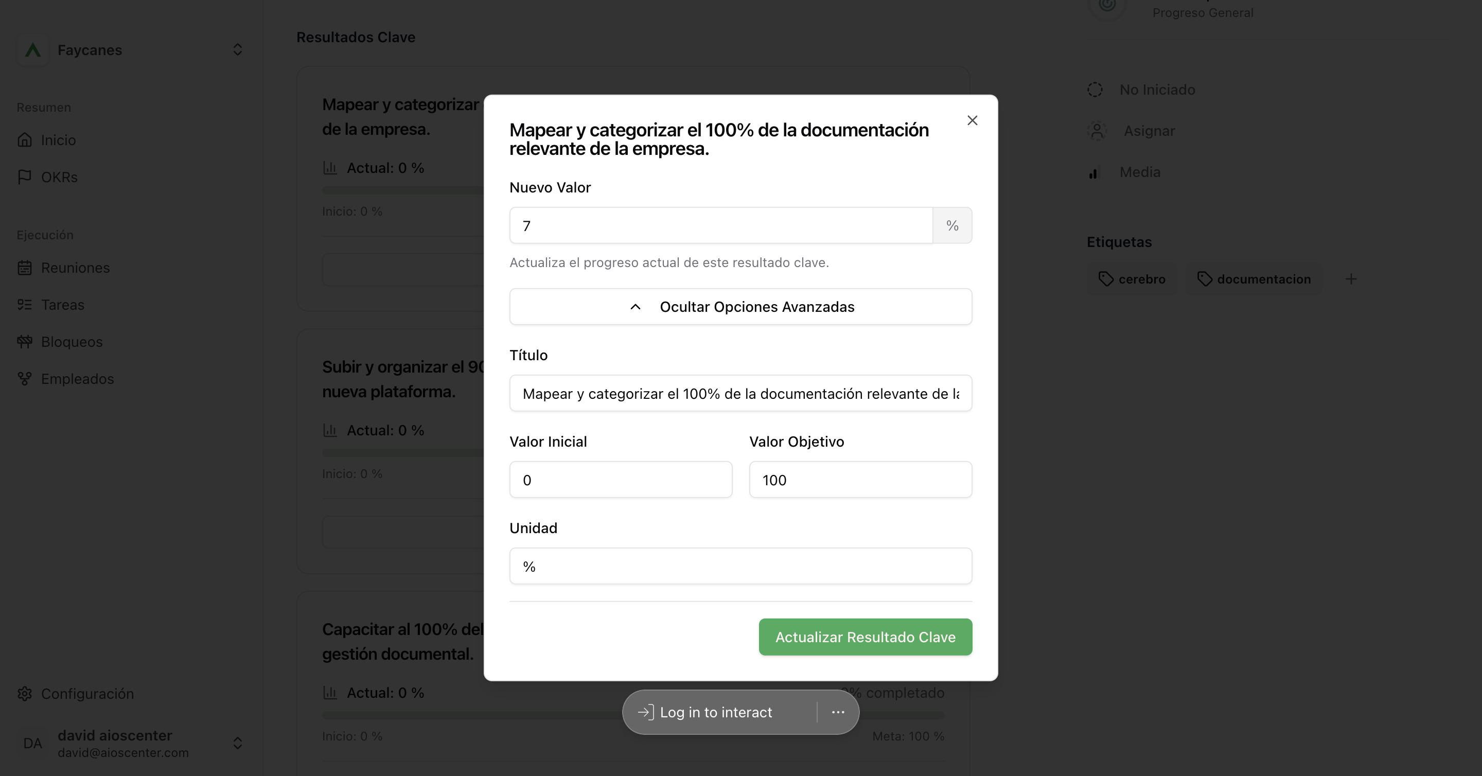 Step #11: Hagan clic en "Actualizar Resultado Clave"