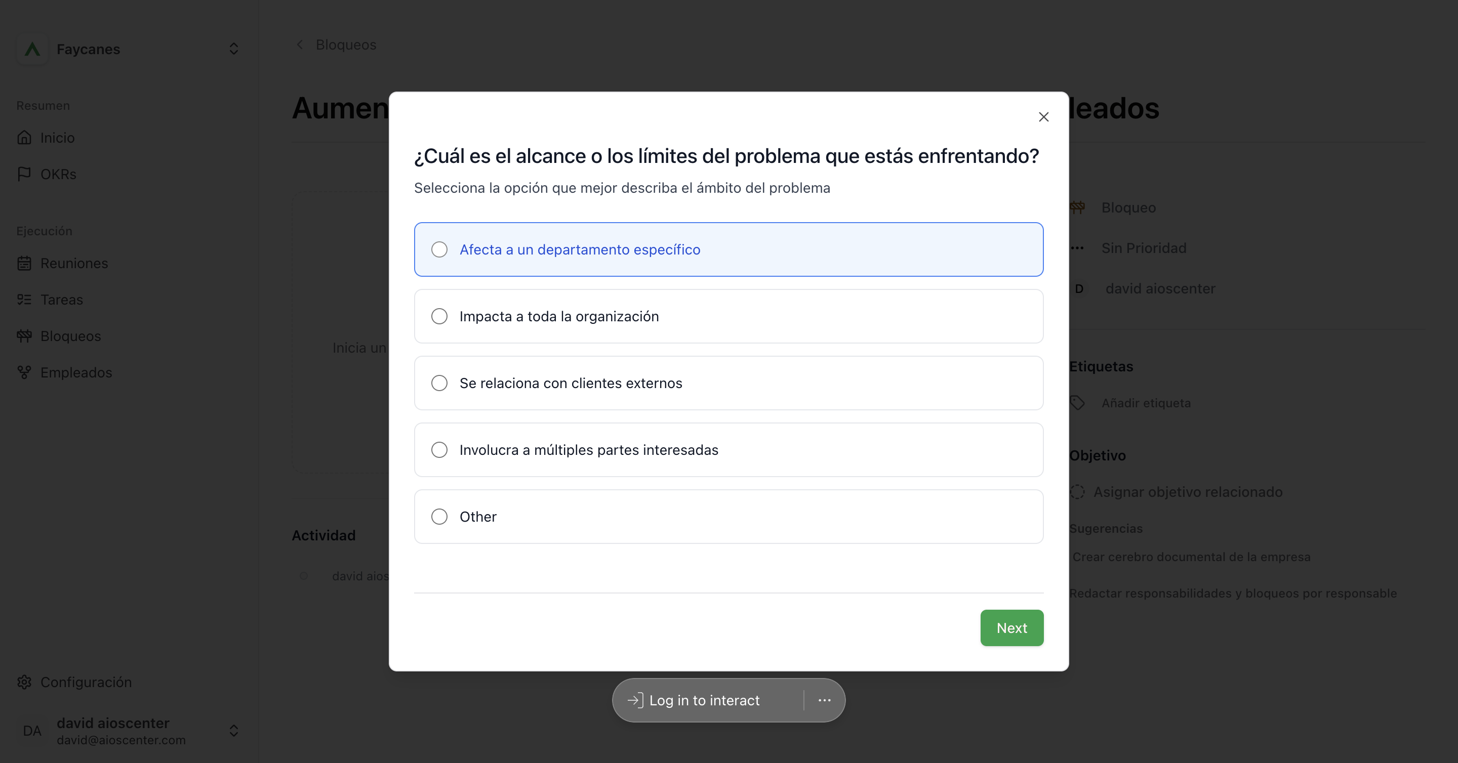 Step #61: Hagan clic en "Afecta a un departamento específico"