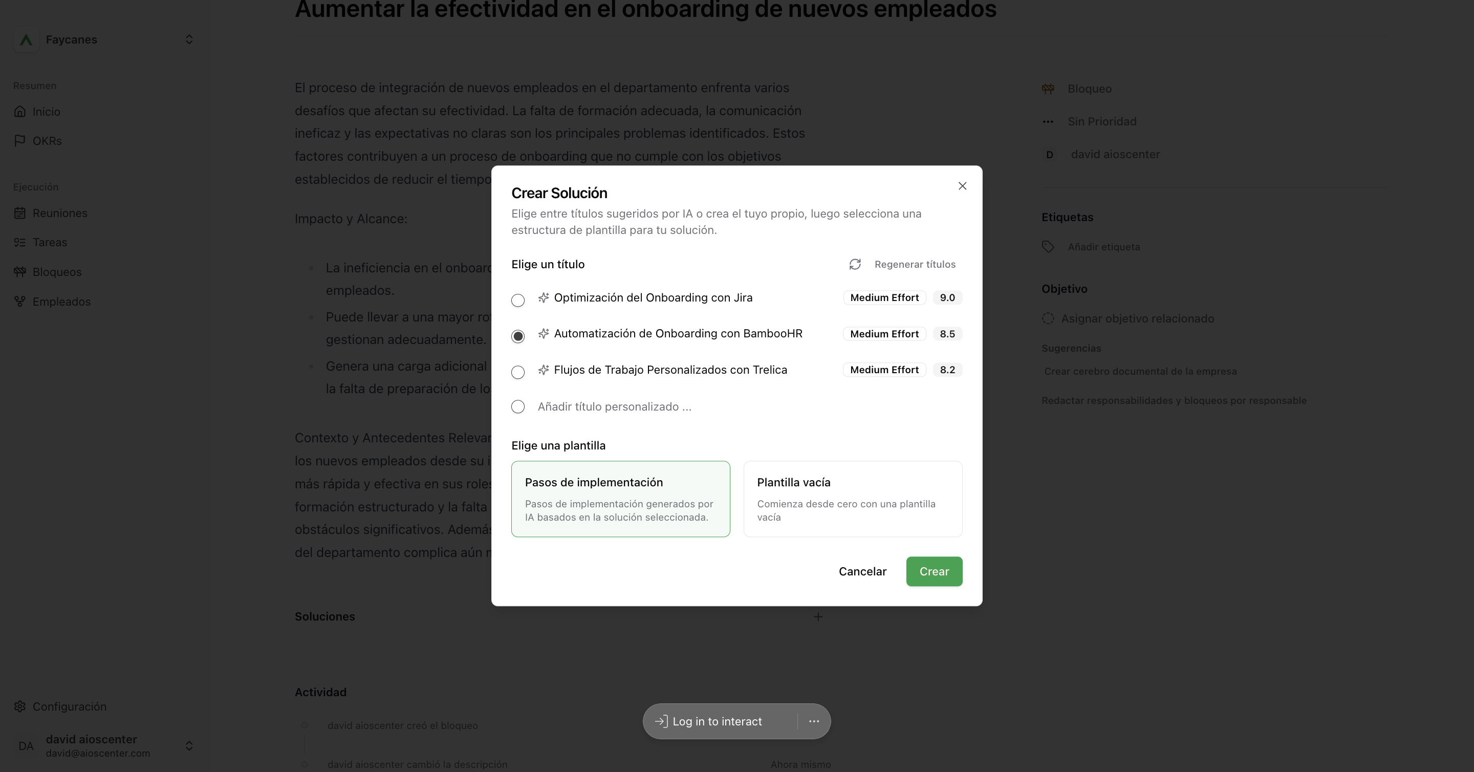 Step #89: Hagan clic en "Impacto y Alcance"