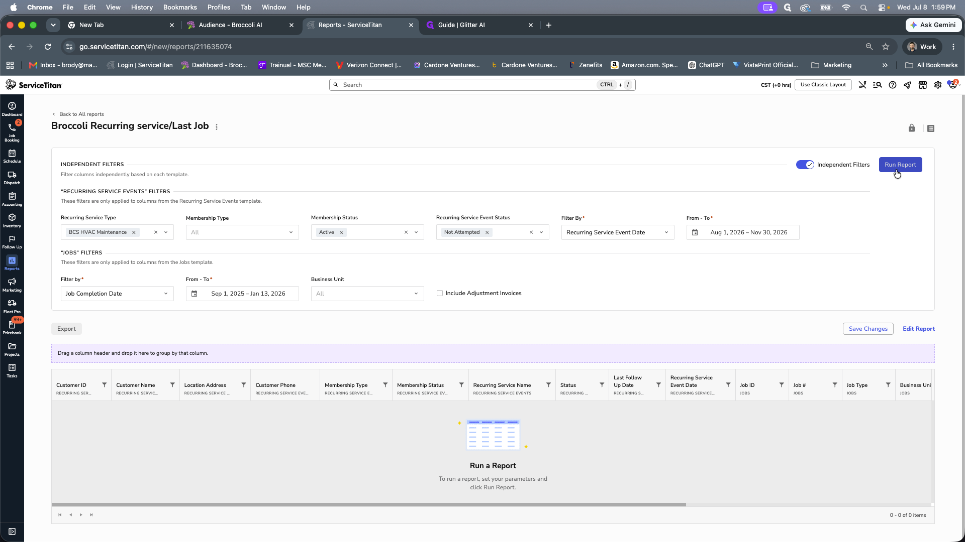 Step #11: Click Run Report in the top right corner to generate your results.