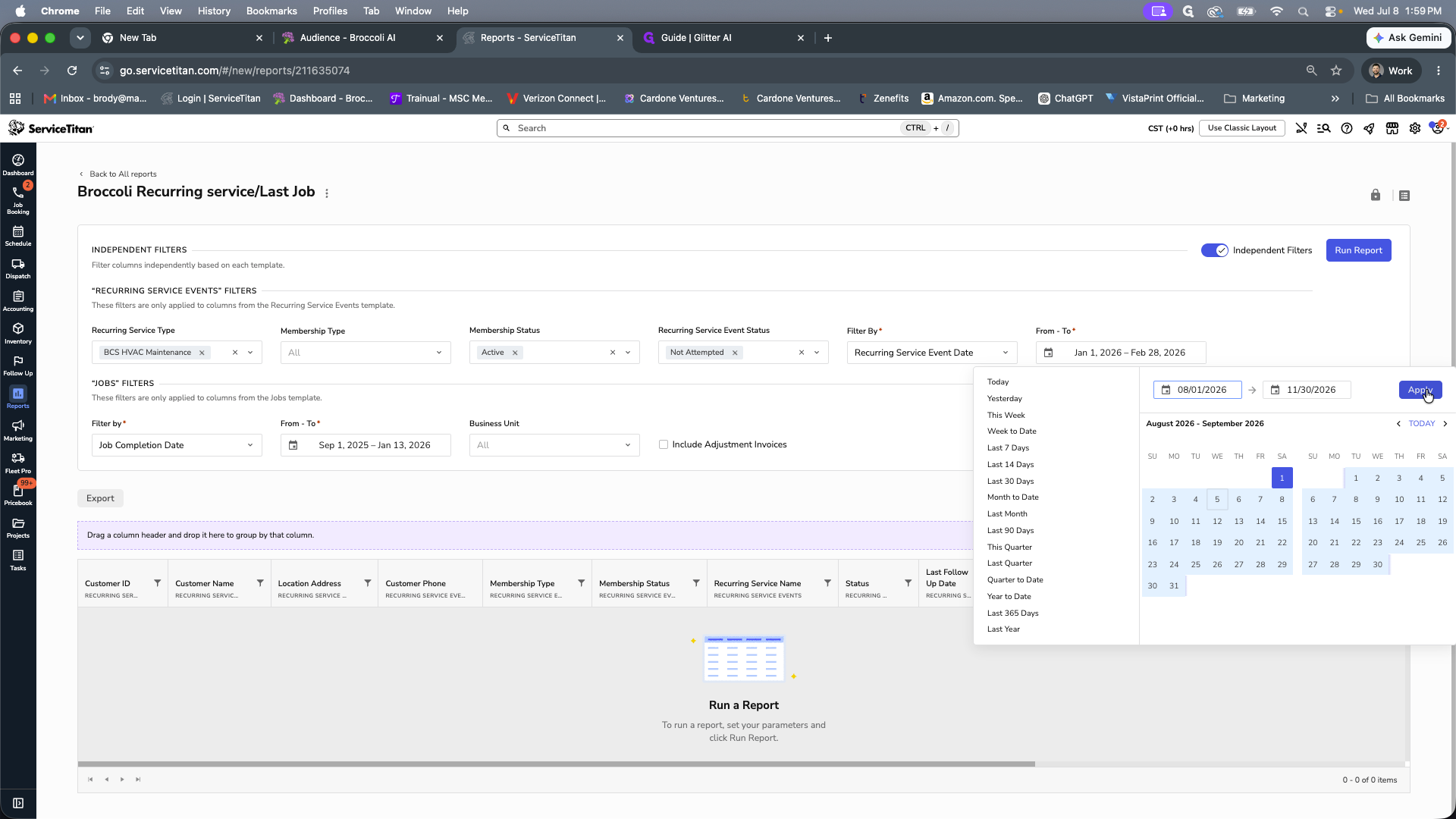 Step #9: Select your target start and end dates using the calendar, then click Apply.