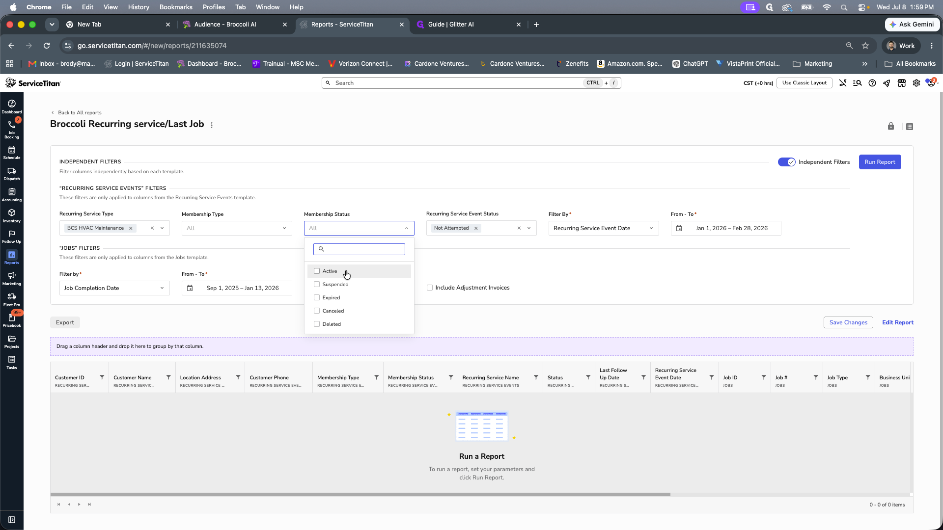 Step #7: Select the Active checkbox to filter for active memberships.