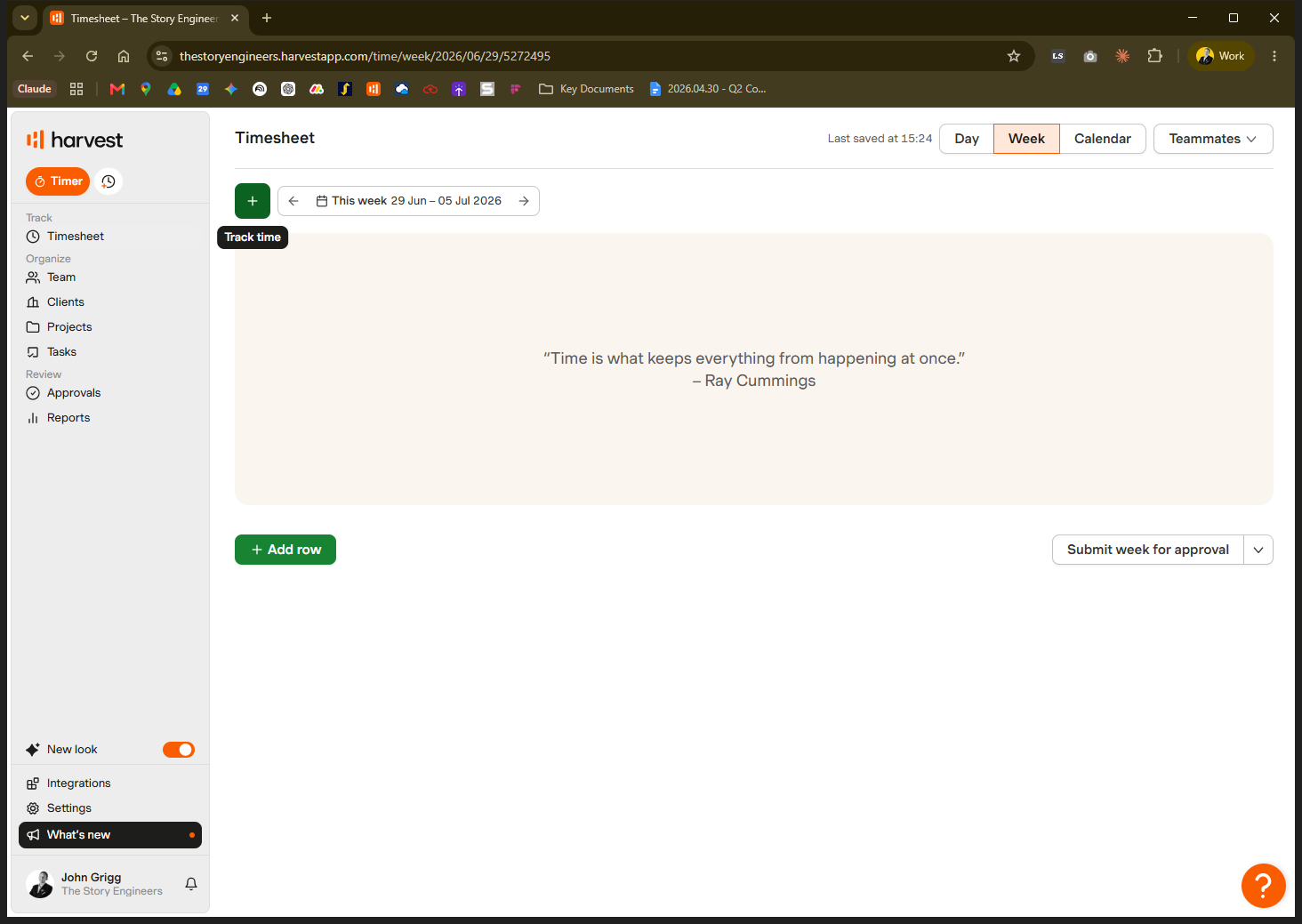 Step #1: Click the + button in the top left to add a new row to your timesheet.