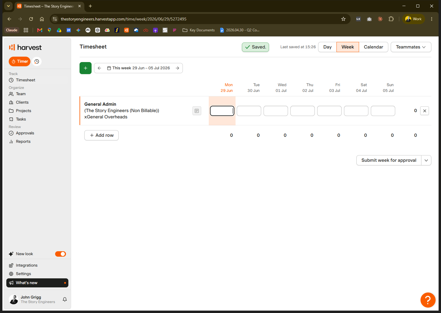 Step #5: Click into the text field for the relevant day and enter the hours worked.