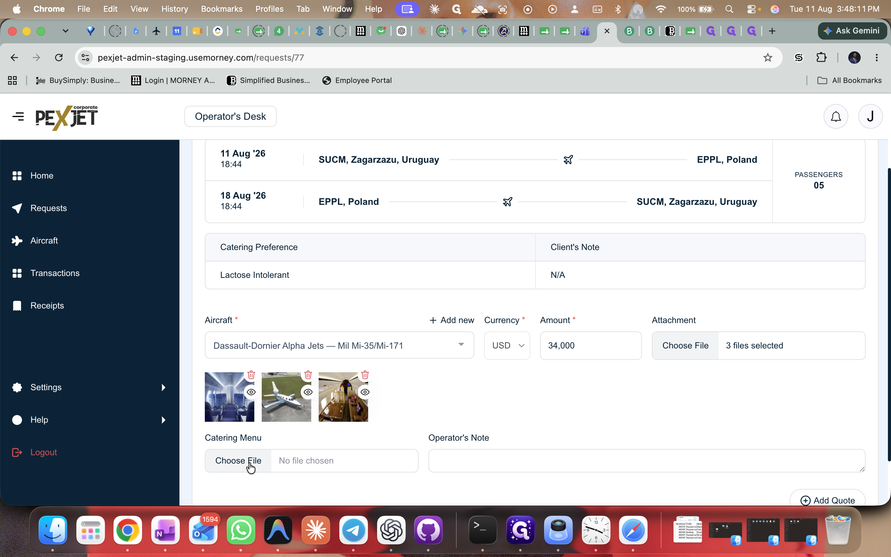 Step #4: Click the Catering Menu file upload button to attach supplementary documents.