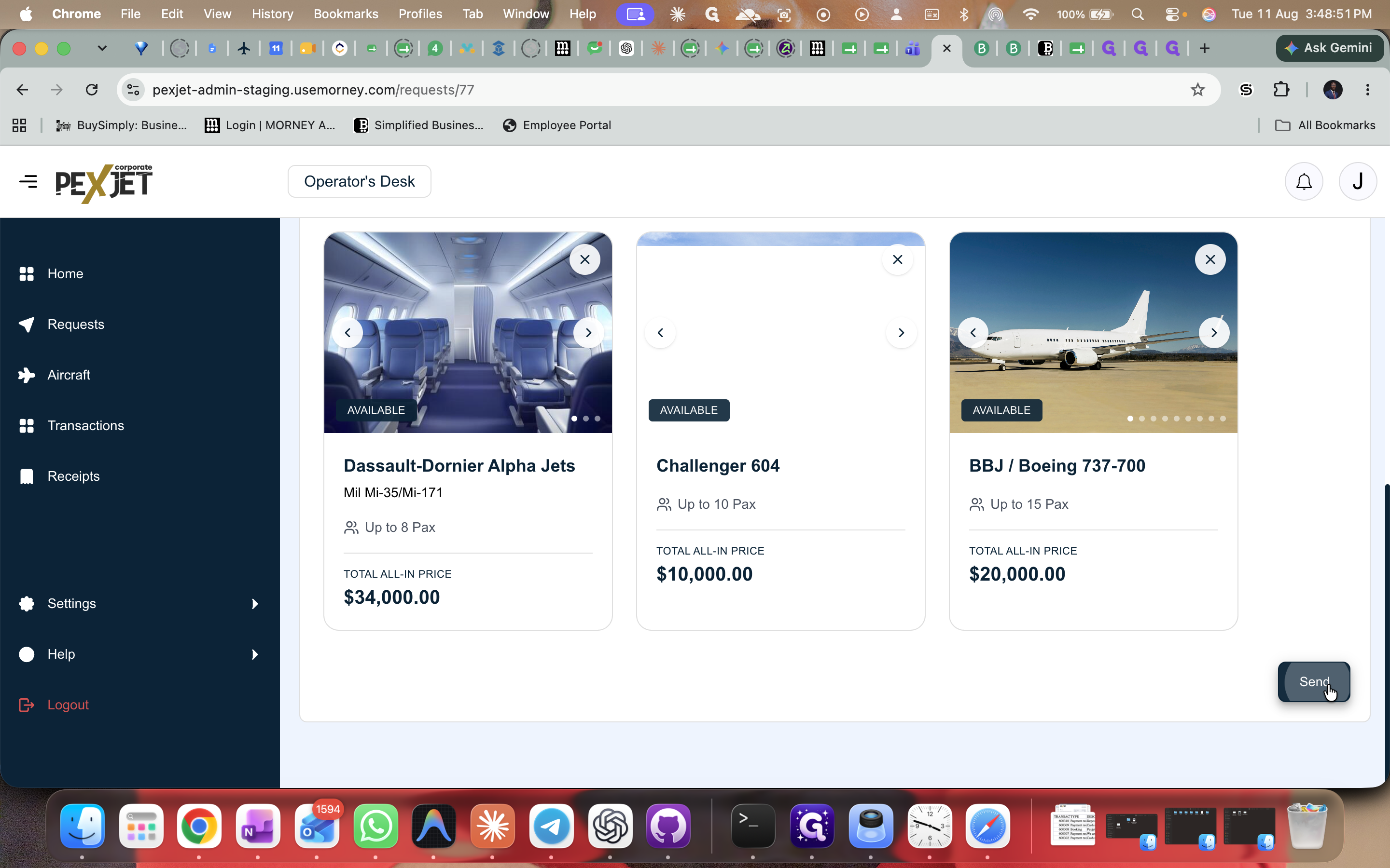 Step #12: Click Send in the bottom-right corner of the dashboard.