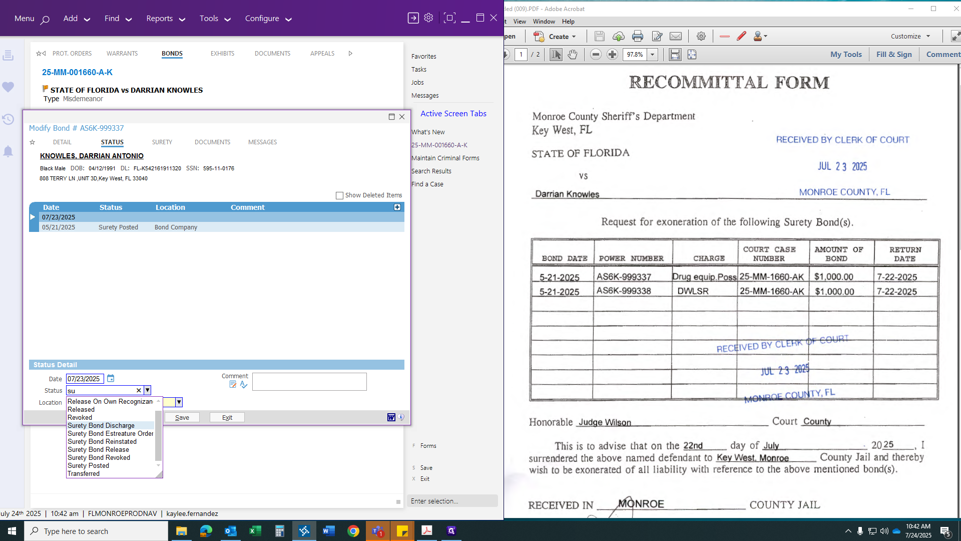 Step #18: Click on "Surety Bond Discharge"