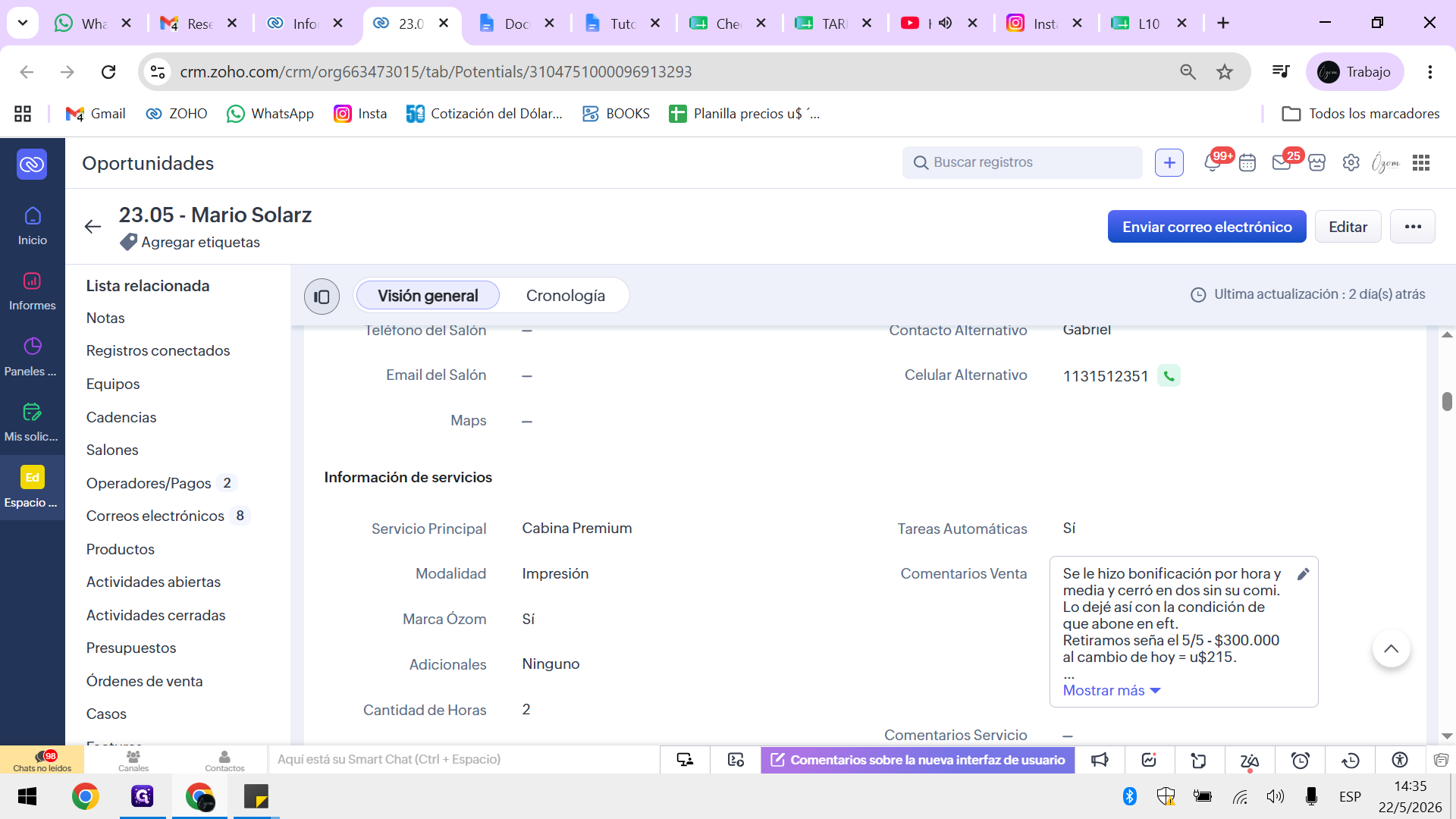 Step #6: Haz clic en Mostrar más para expandir la vista y agrega indicaciones operativas en el campo Comentarios Venta.