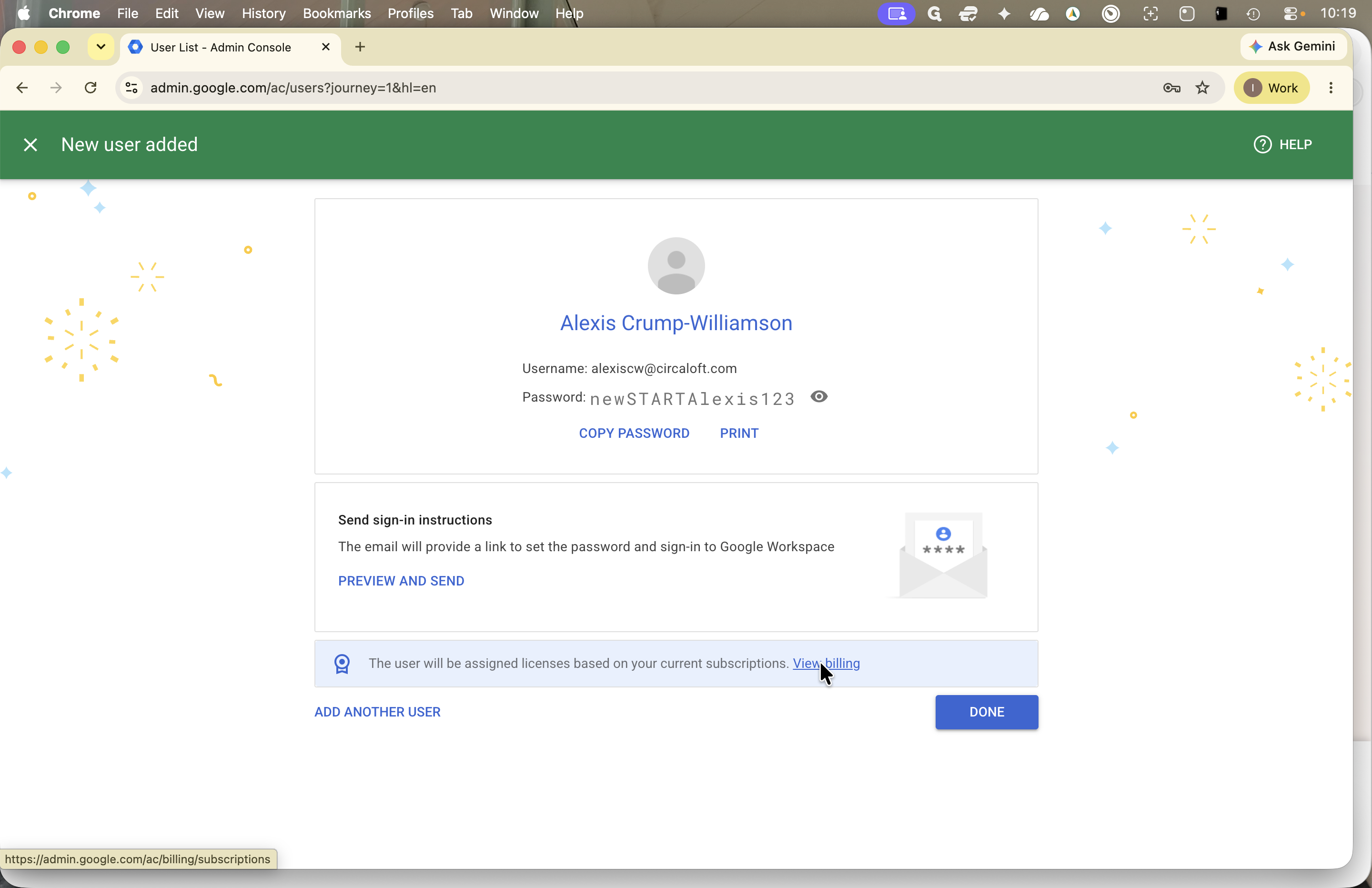 Step #9: Click View billing on the confirmation banner.
