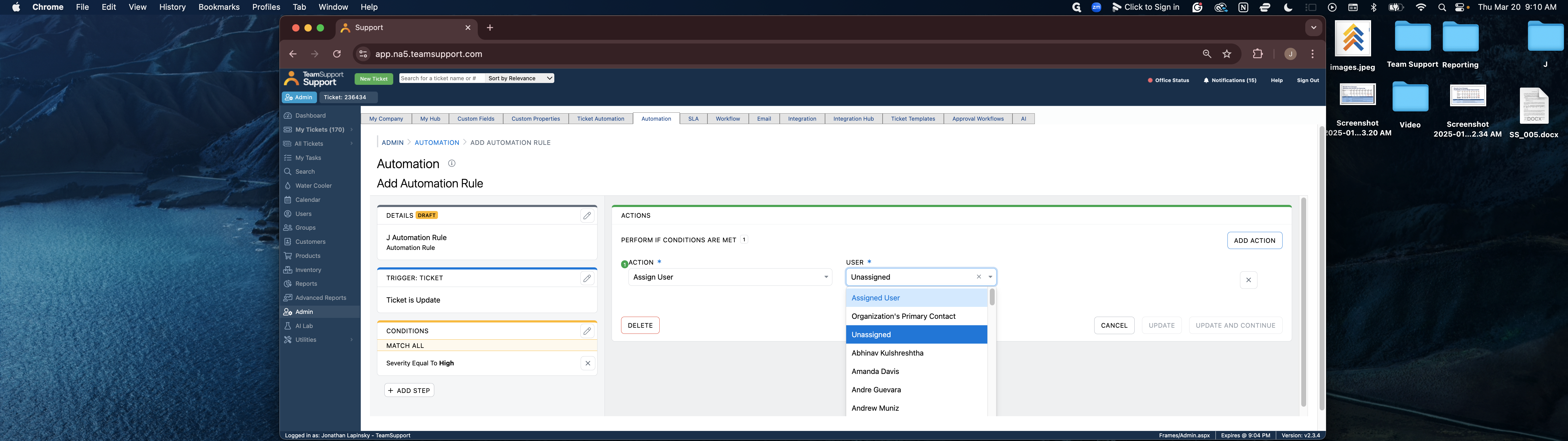 Step #19: Select the user you want to notify