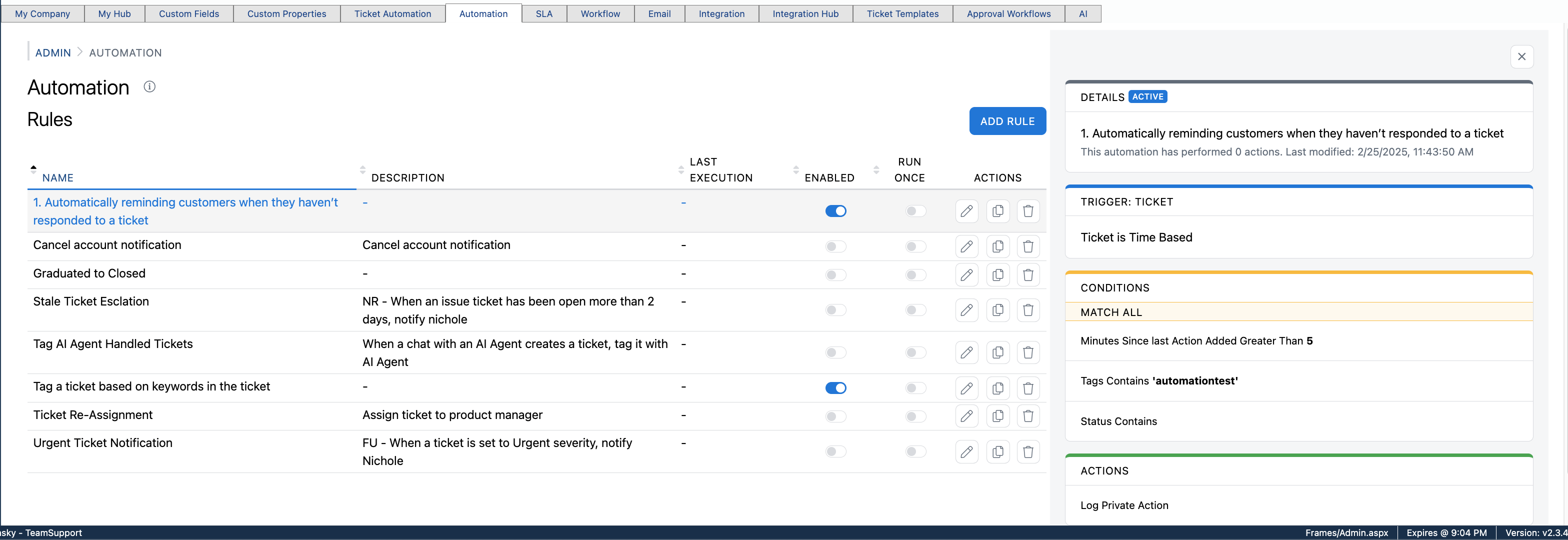 Step #2: Click on a rule name to view a preview of it's configuration