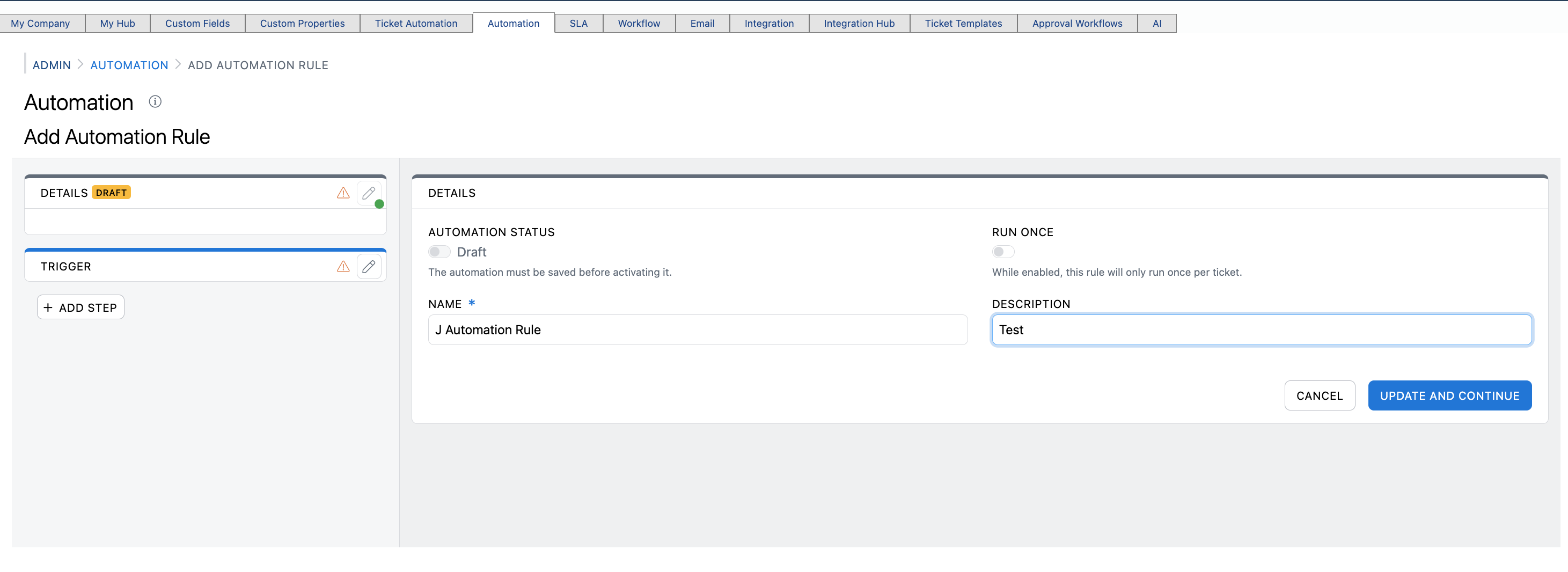Step #6: Click Update and Continue