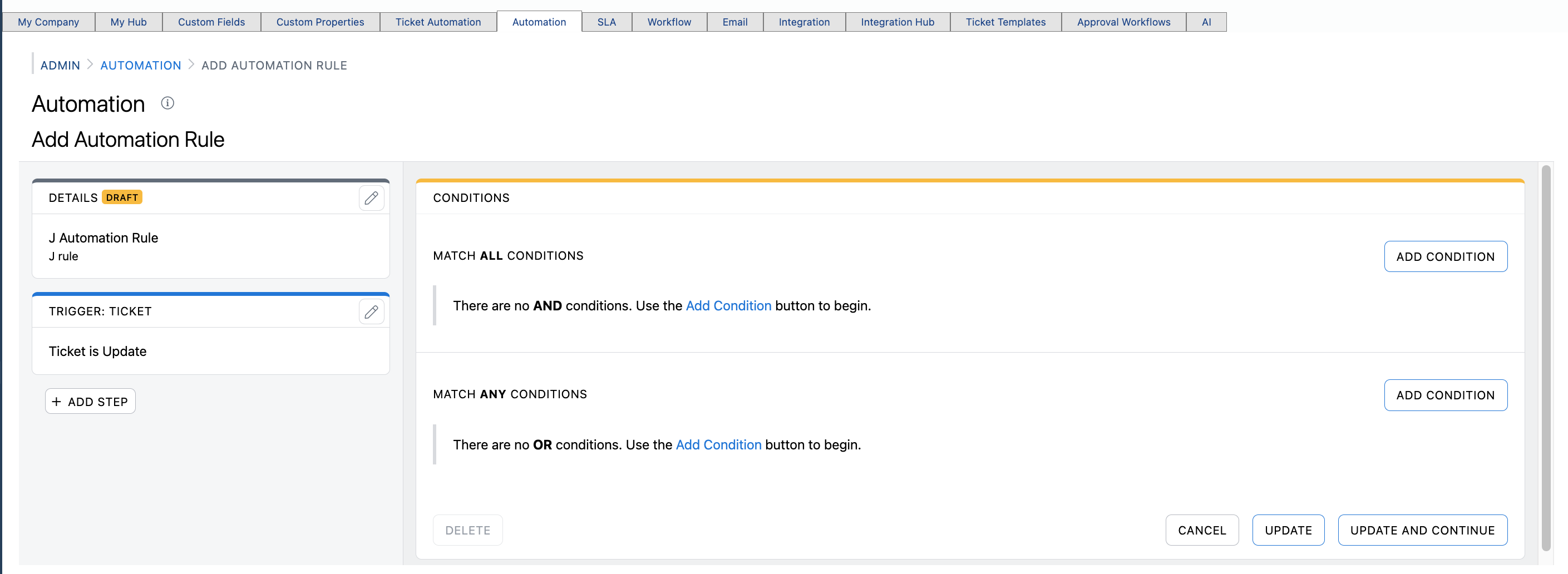 Step #10: Click on "ADD CONDITION"