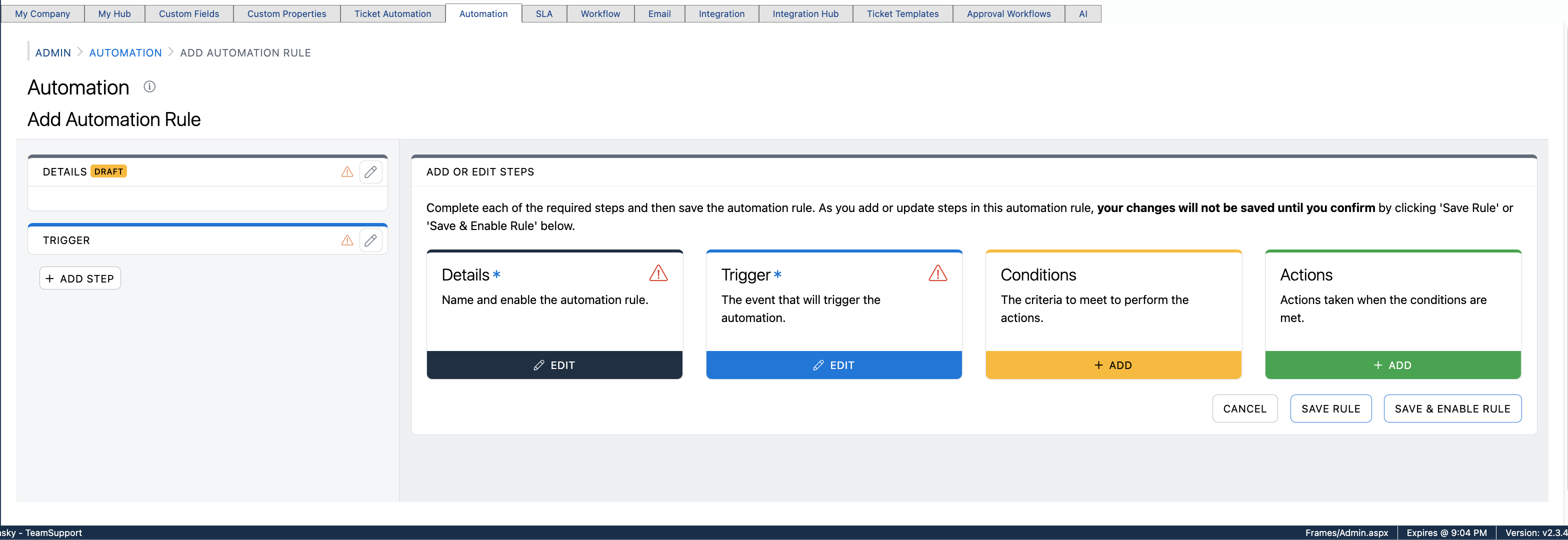 Step #3: Click "Add Rule". You will see the 4 key elements of a rule.