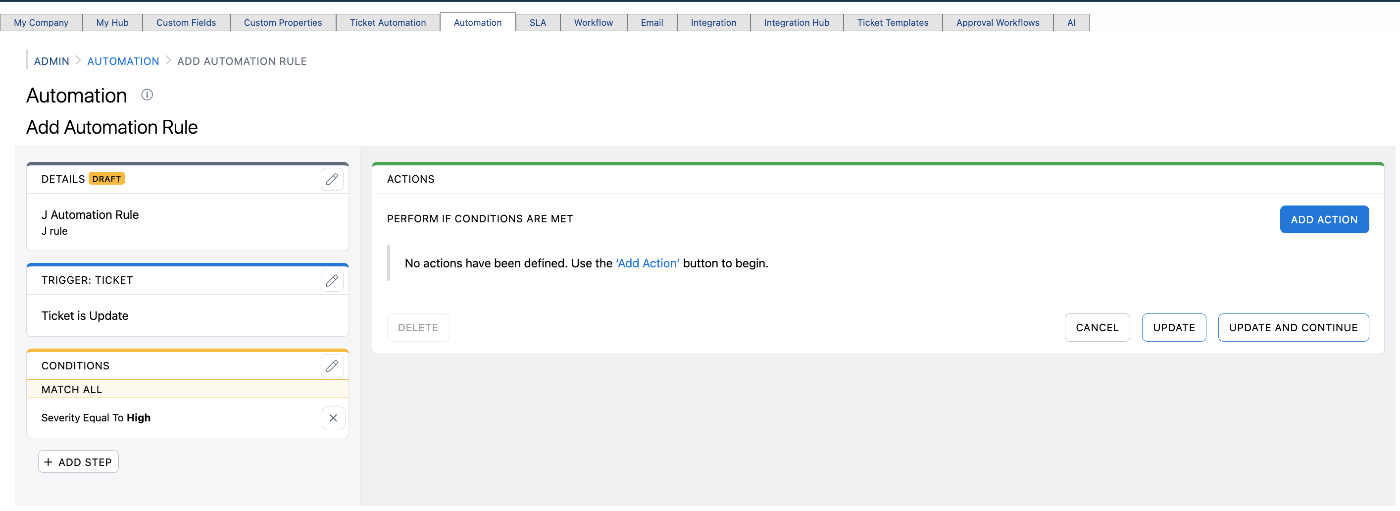 Step #17: Click on "ADD ACTION"