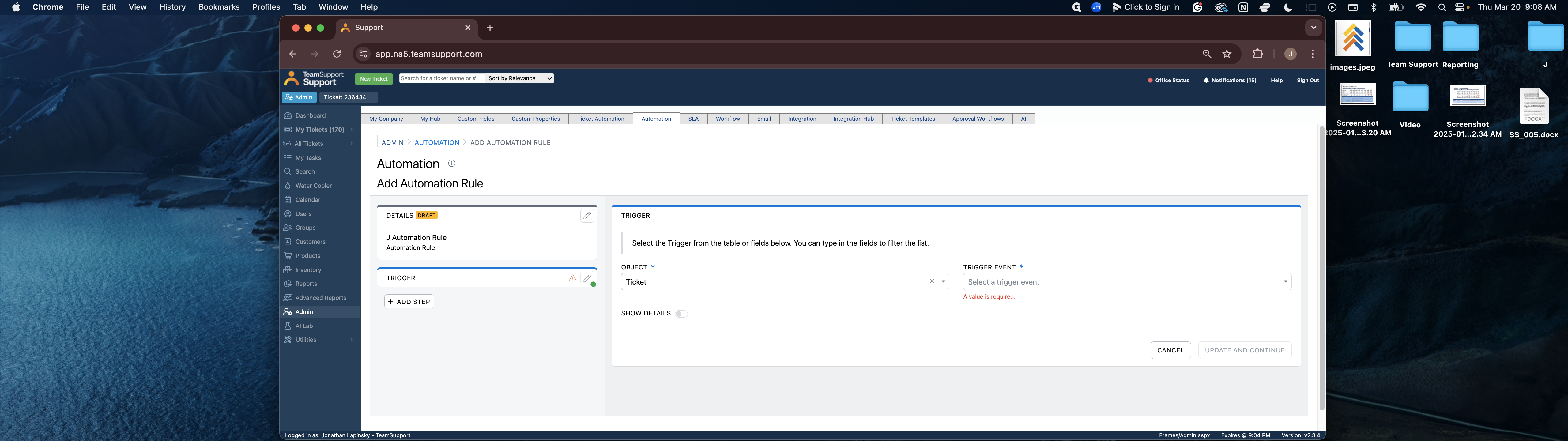 Step #7: You can now edit the trigger section