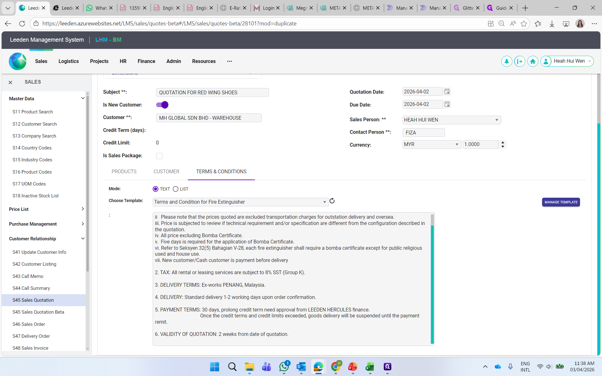 Step #8: You may amend on the agreed delivery days and payment terms.